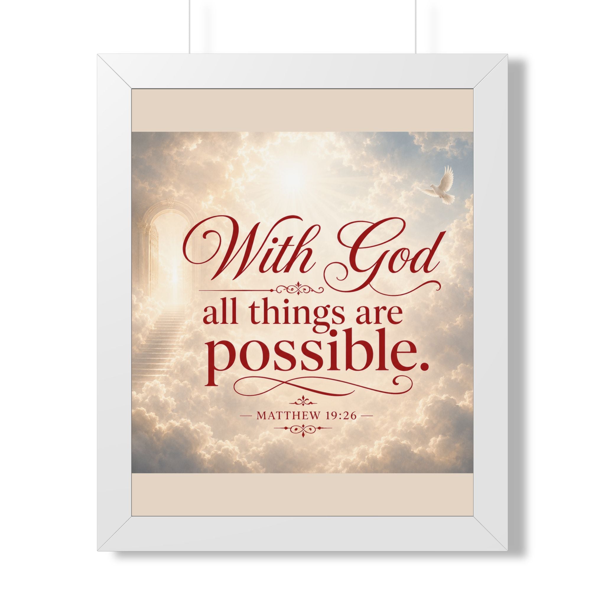 Framed Poster — "With God All Things Are Possible" Biblical Wall Art (Matthew 19:26)