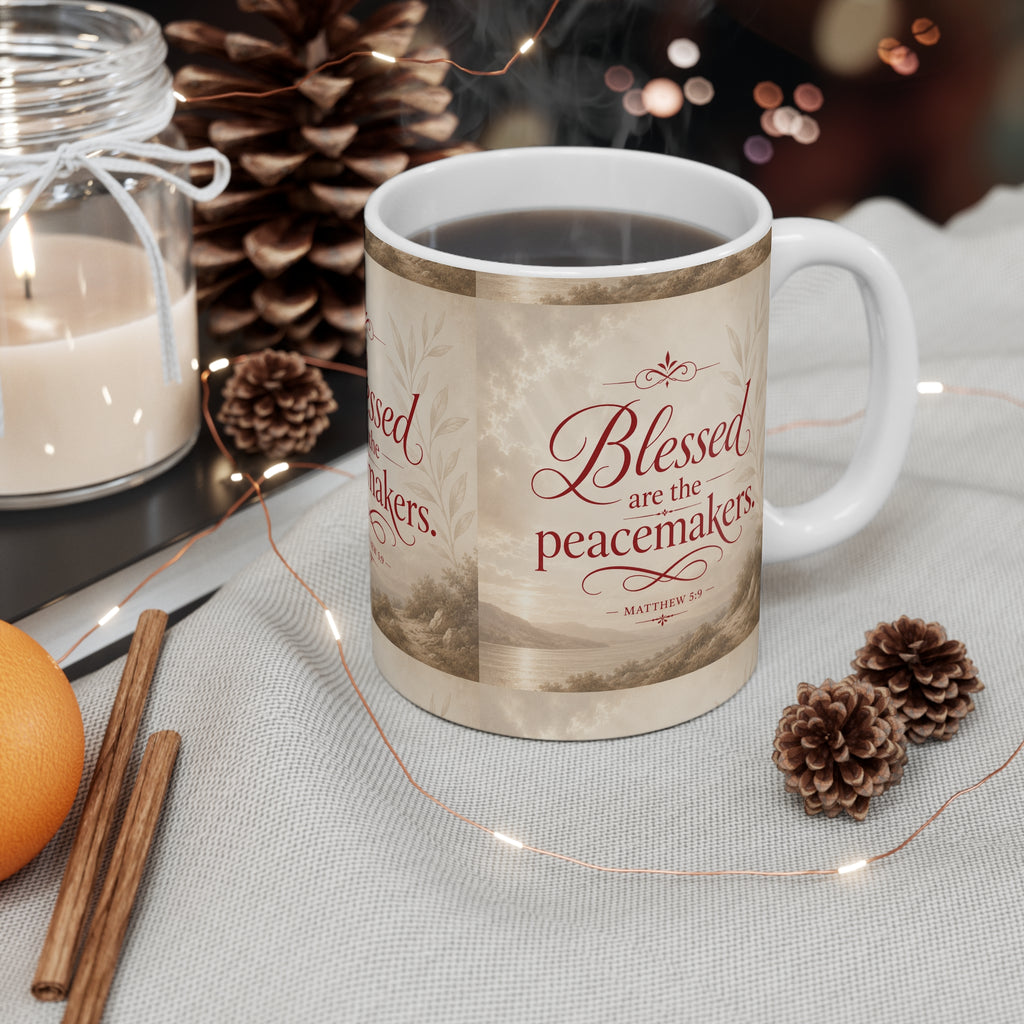 Blessed Are the Peacemakers 11oz Ceramic Mug — Matthew 5:9 Inspirational Coffee Cup