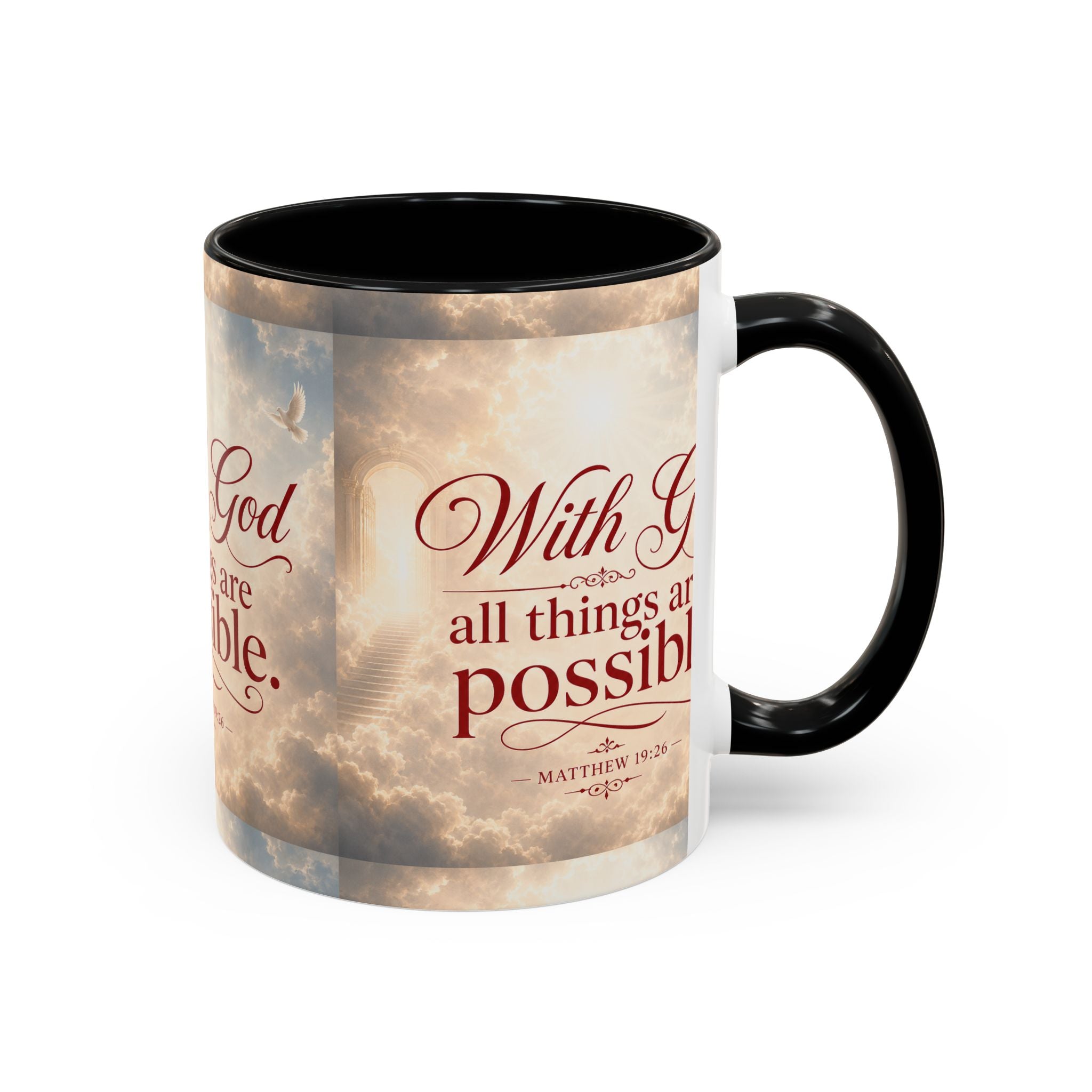 With God All Things Are Possible Accent Coffee Mug – Inspirational Christian Scripture 11/15oz