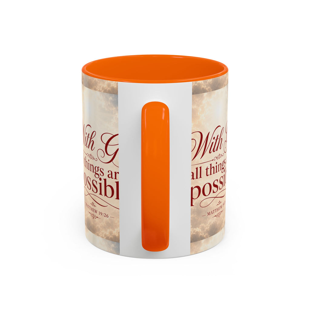 With God All Things Are Possible Accent Coffee Mug – Inspirational Christian Scripture 11/15oz