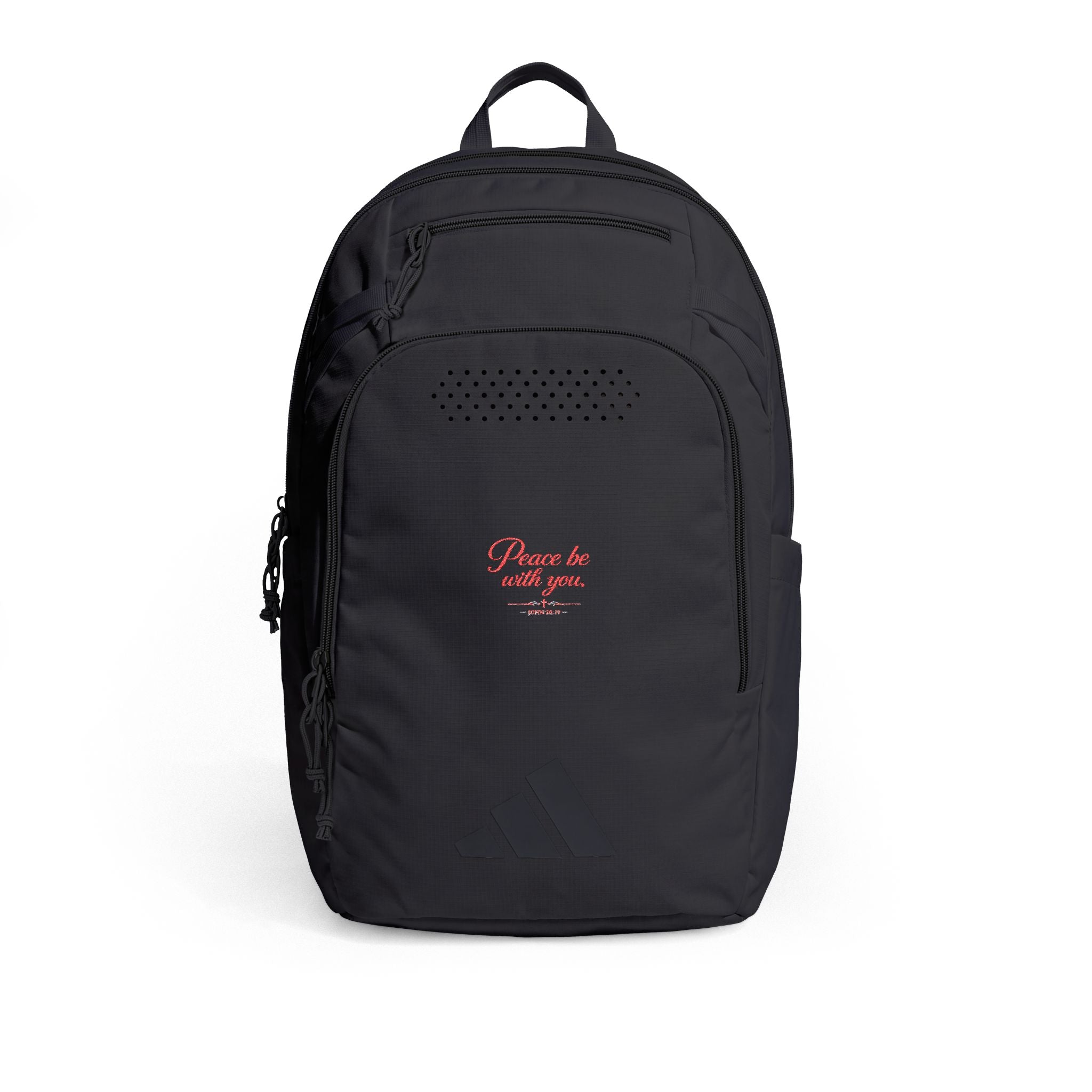 Embroidered adidas Defender 5 Backpack — 'Peace be with you'