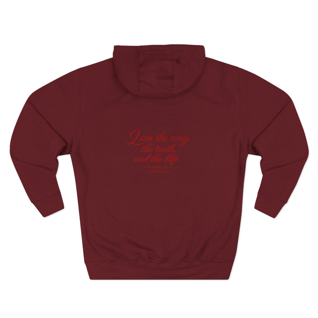 Faith Quote Hoodie — "I am the way, the truth, and the life" Fleece Pullover