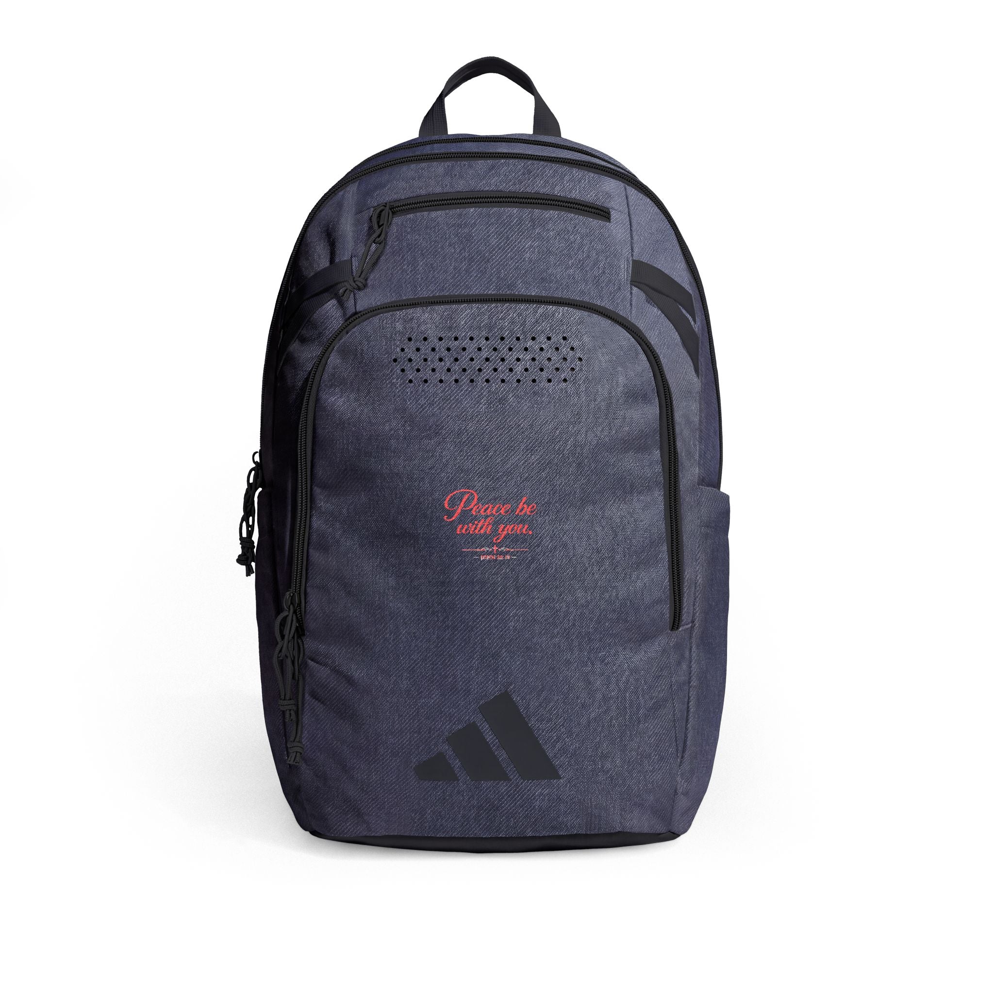 Embroidered adidas Defender 5 Backpack — 'Peace be with you'