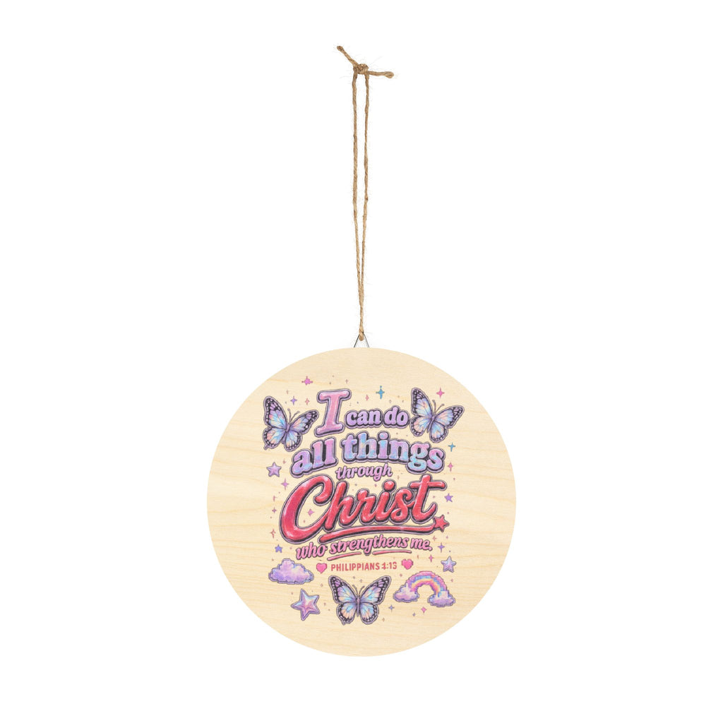 Wood Sign — "I Can Do All Things Through Christ" Inspirational Girls' Wall Decor