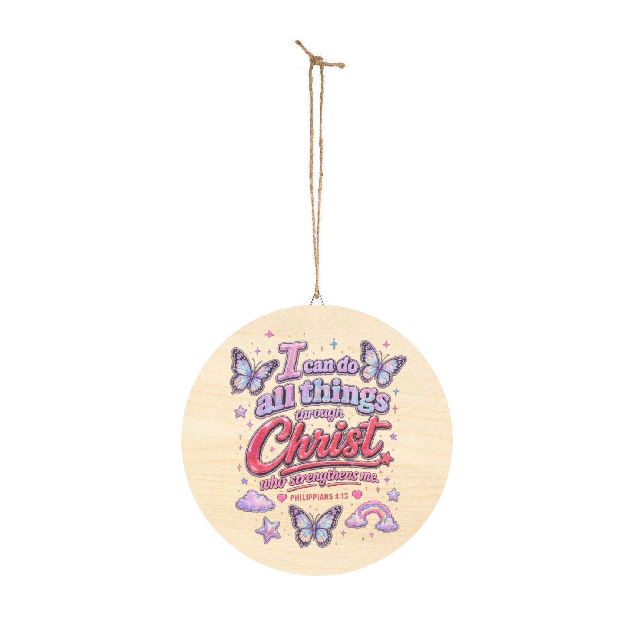 Wood Sign — "I Can Do All Things Through Christ" Inspirational Girls' Wall Decor