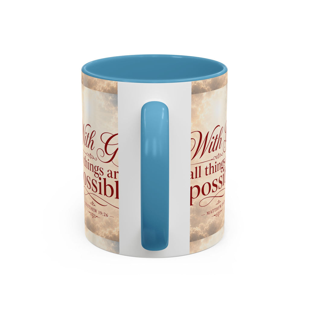 With God All Things Are Possible Accent Coffee Mug – Inspirational Christian Scripture 11/15oz