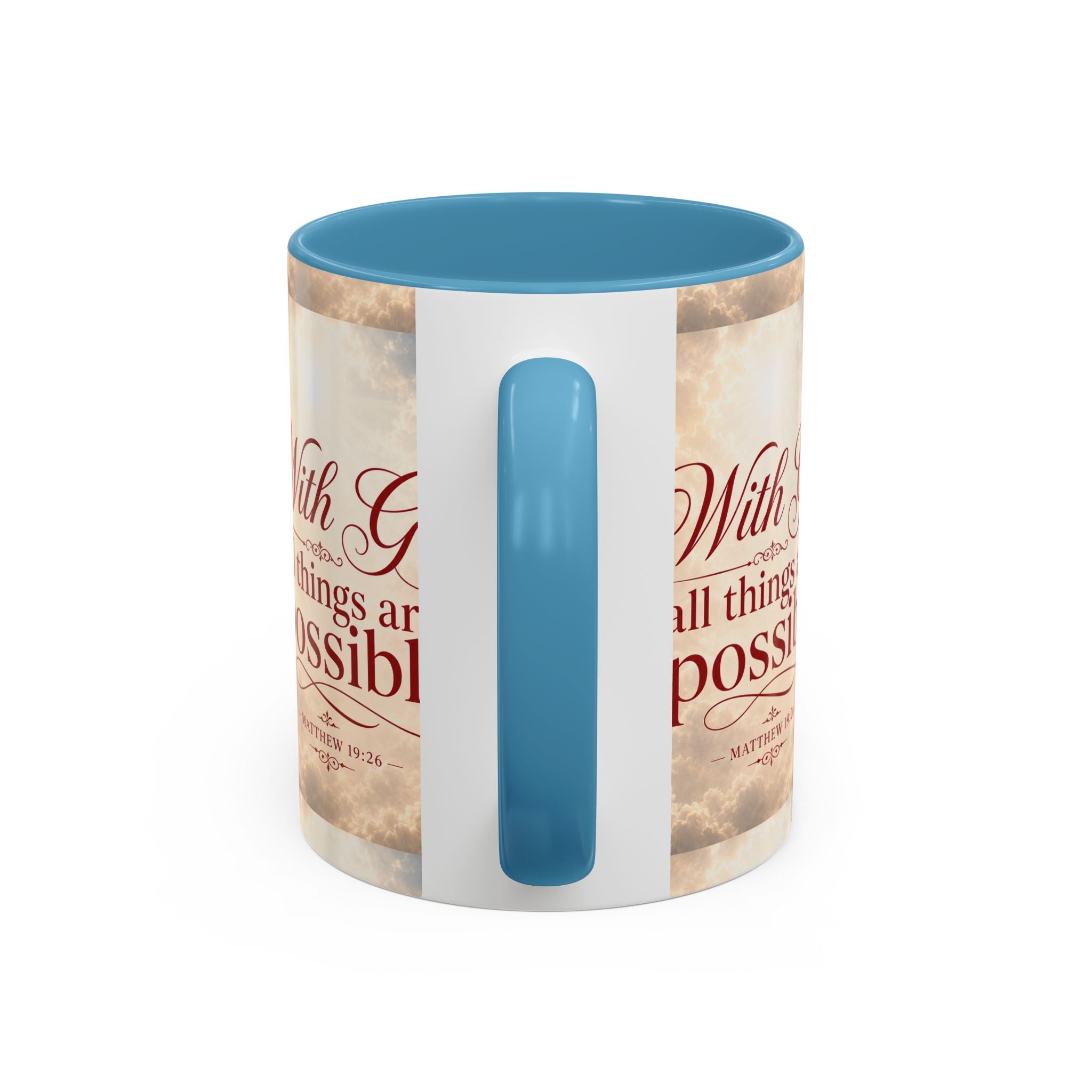 With God All Things Are Possible Accent Coffee Mug – Inspirational Christian Scripture 11/15oz