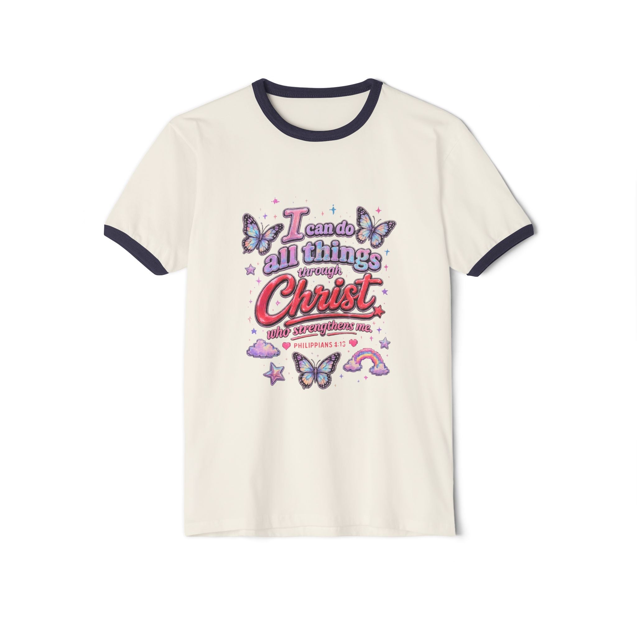 'I can do all things through Christ who strengthens me' Cotton Ringer T-Shirt