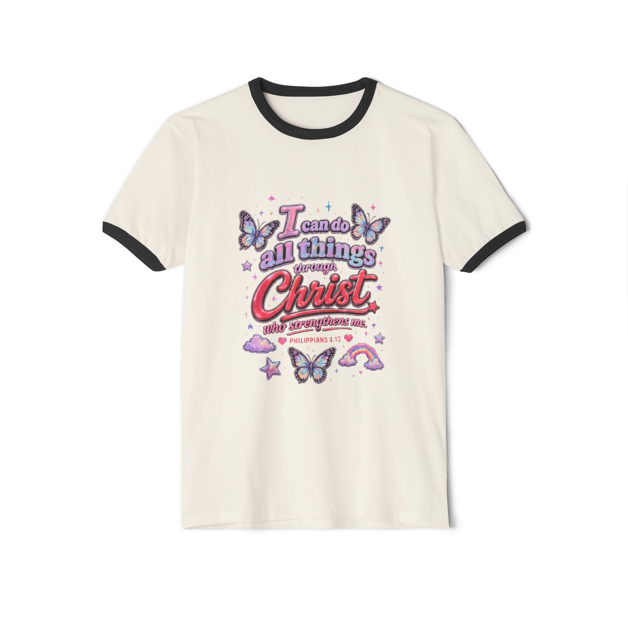 'I can do all things through Christ who strengthens me' Cotton Ringer T-Shirt