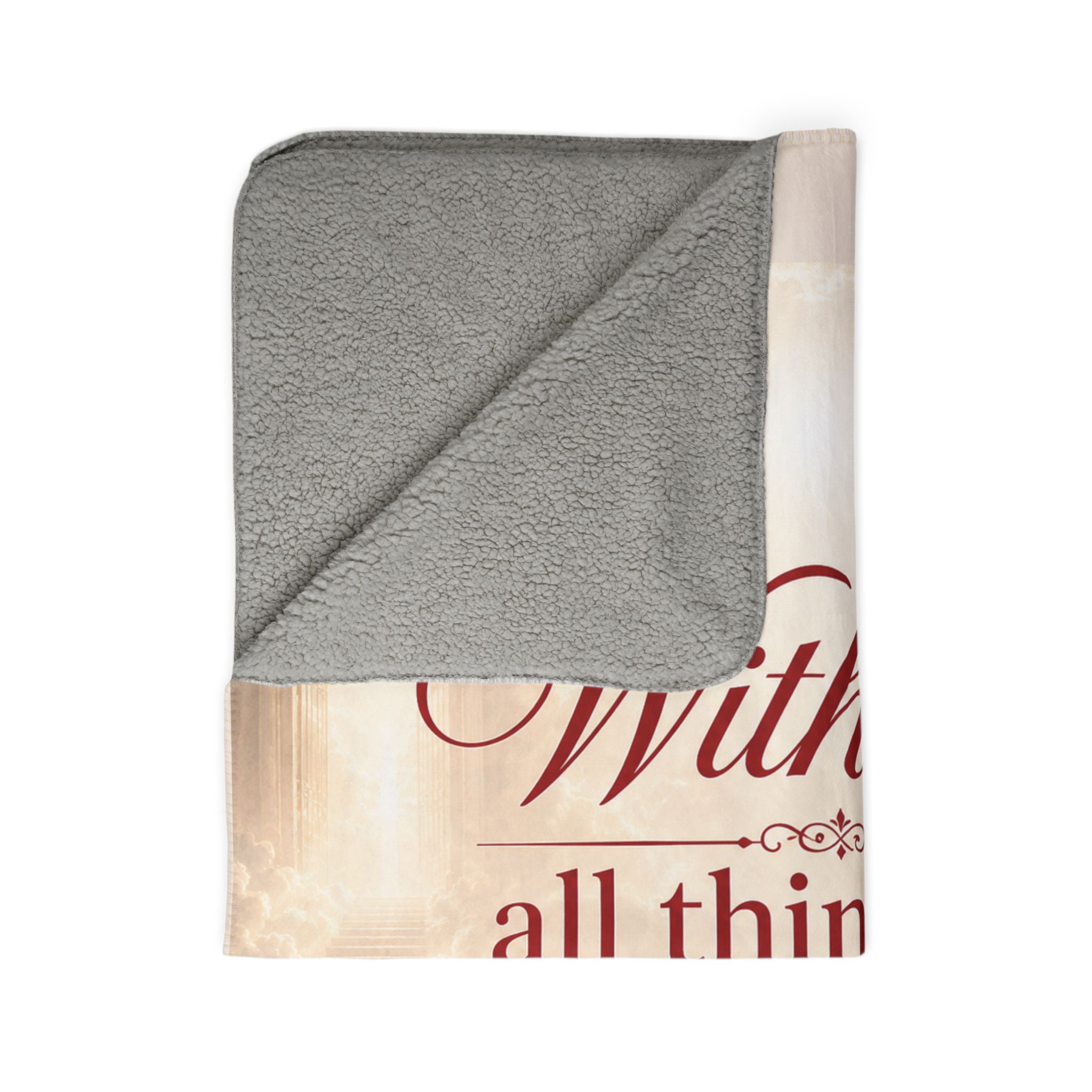 Inspirational Christian Sherpa Blanket — “With God all things are possible” (Matthew 19:26)