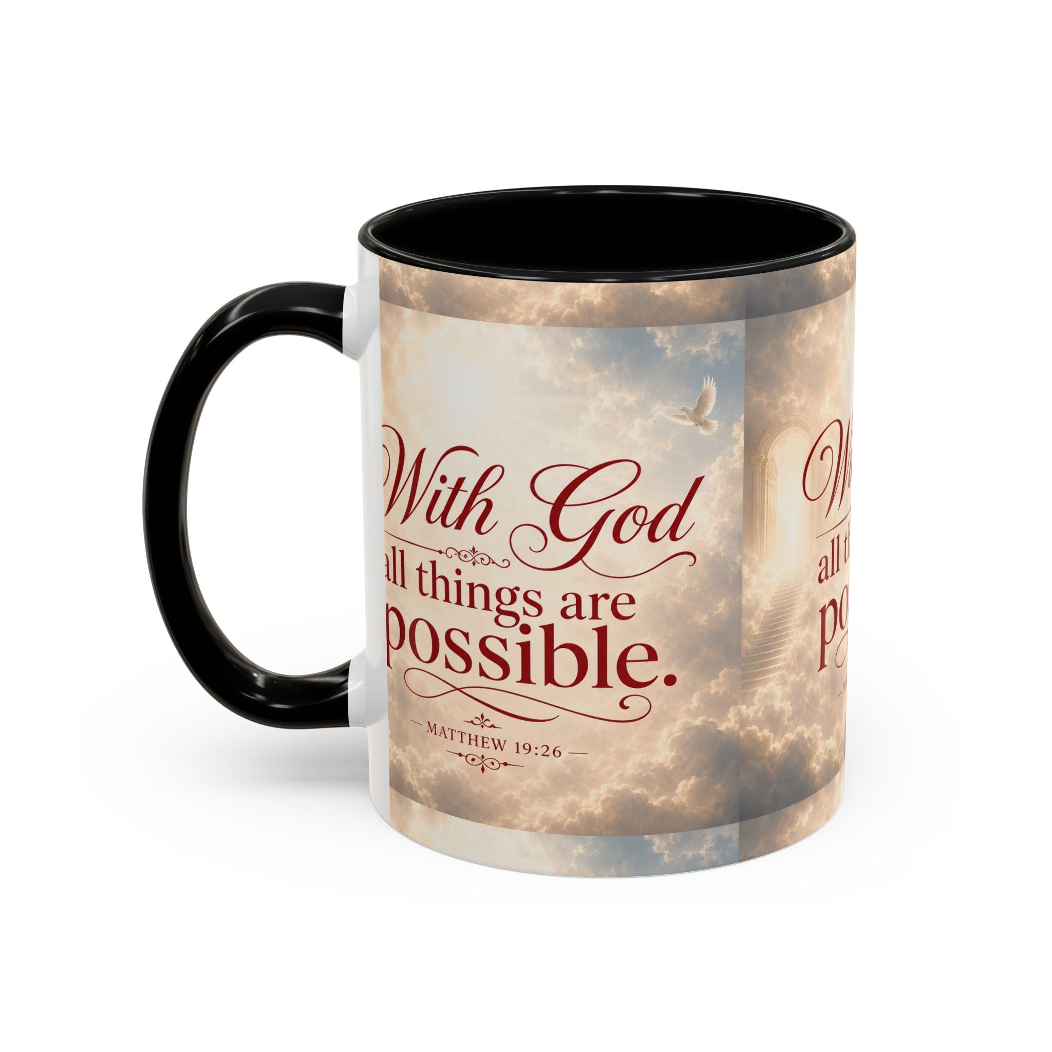 With God All Things Are Possible Accent Coffee Mug – Inspirational Christian Scripture 11/15oz