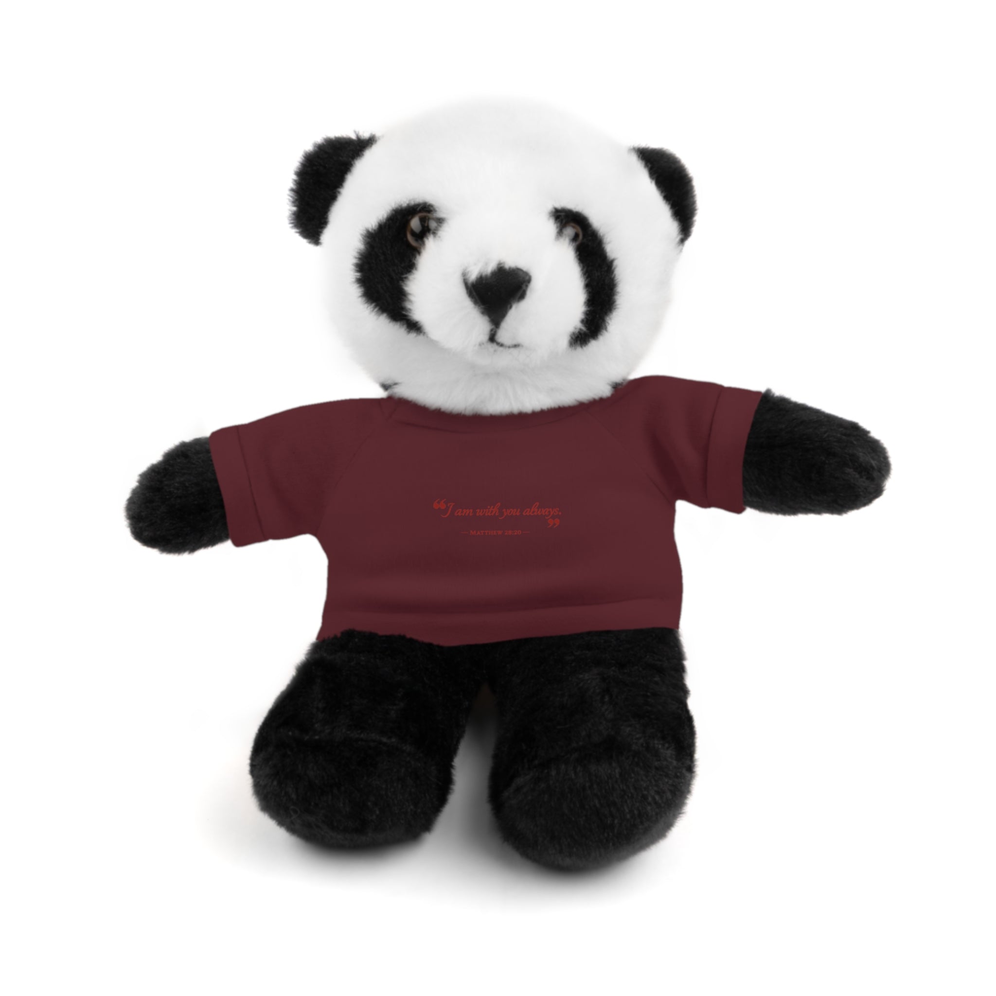 Plush Bear with “I am with you always.” — Matthew 28:20 Custom Tee – Soft Brown Teddy Gift