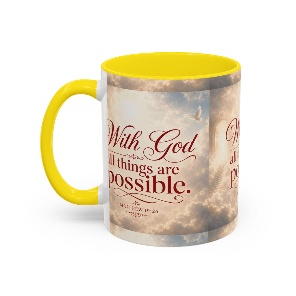 With God All Things Are Possible Accent Coffee Mug – Inspirational Christian Scripture 11/15oz
