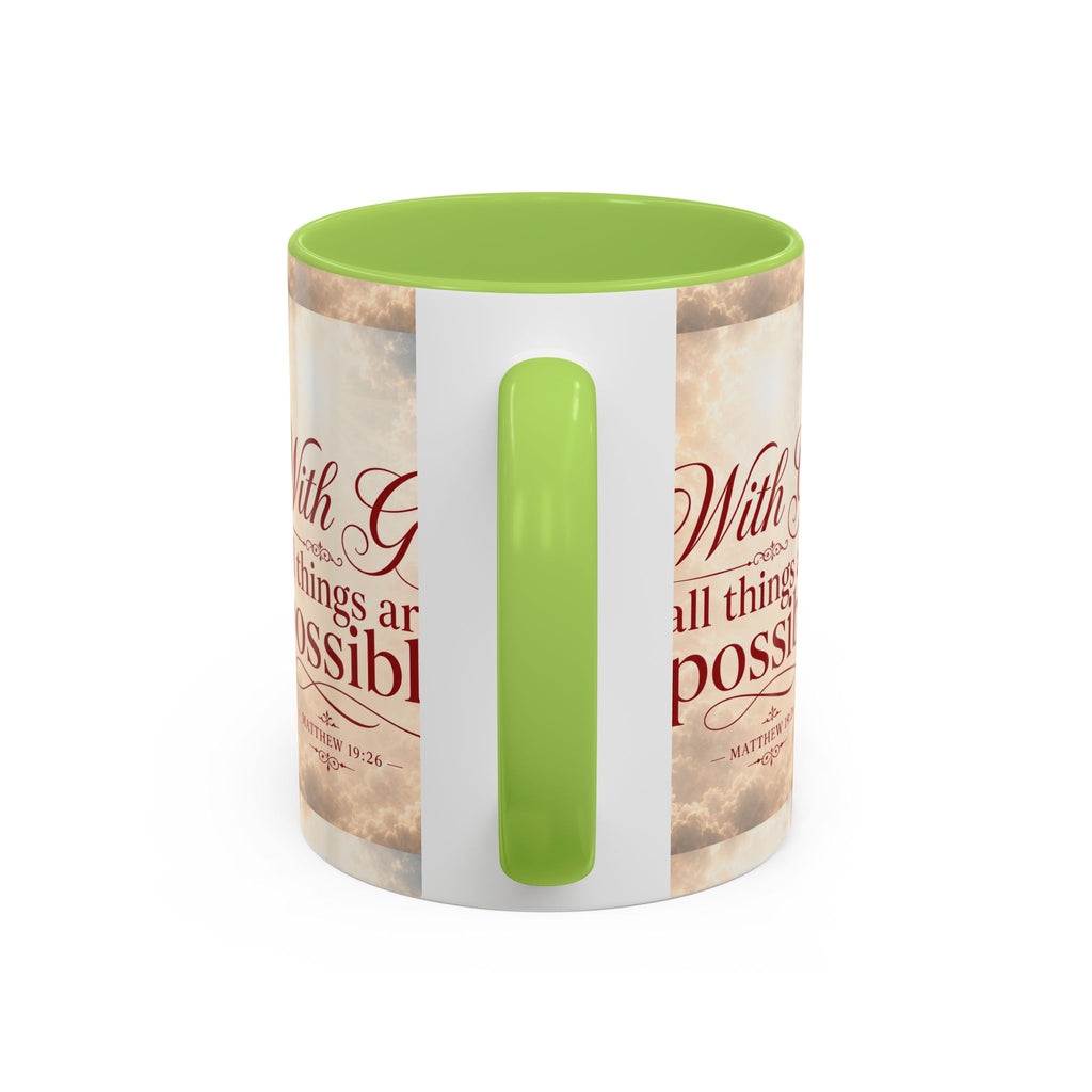 With God All Things Are Possible Accent Coffee Mug – Inspirational Christian Scripture 11/15oz