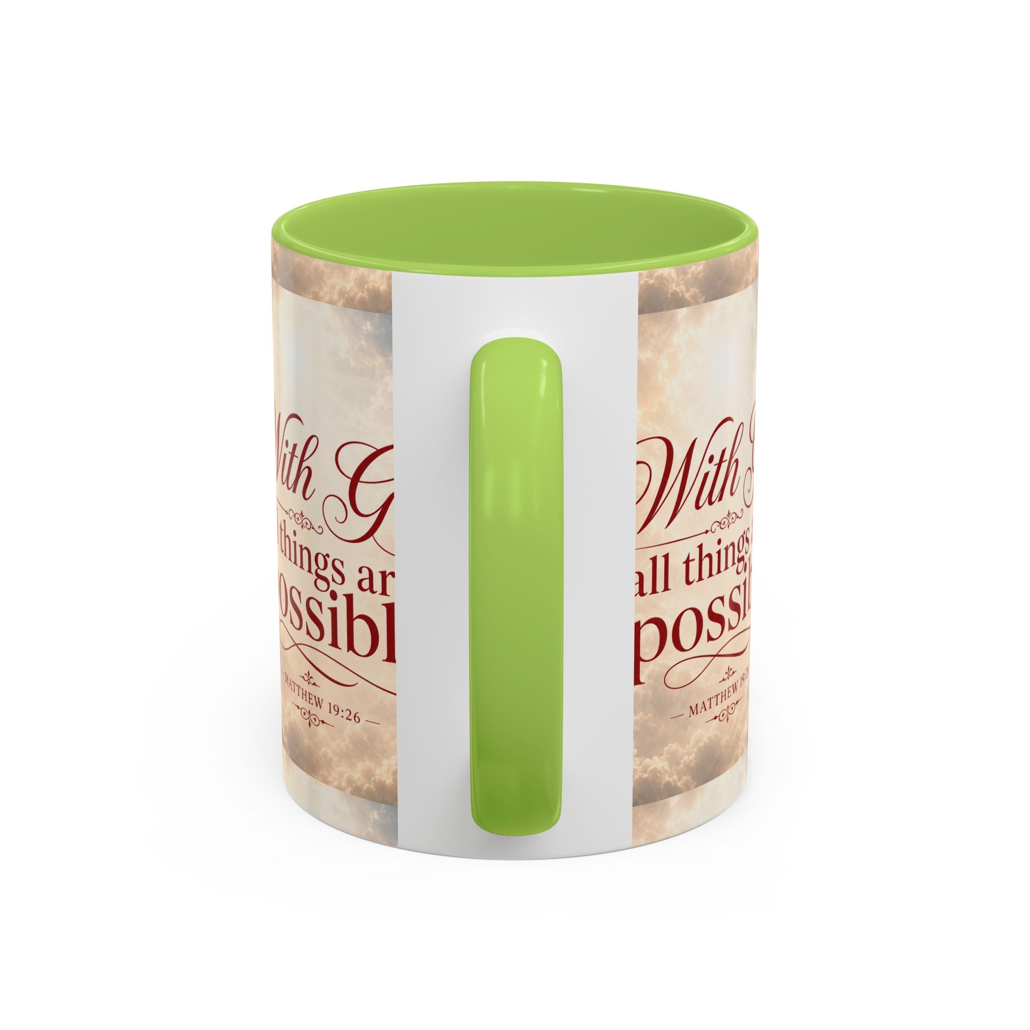 With God All Things Are Possible Accent Coffee Mug – Inspirational Christian Scripture 11/15oz