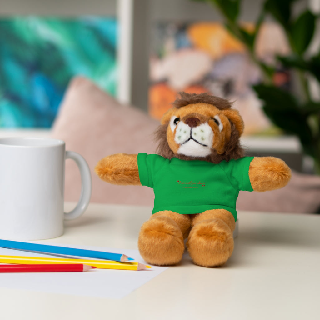 Plush Bear with “I am with you always.” — Matthew 28:20 Custom Tee – Soft Brown Teddy Gift