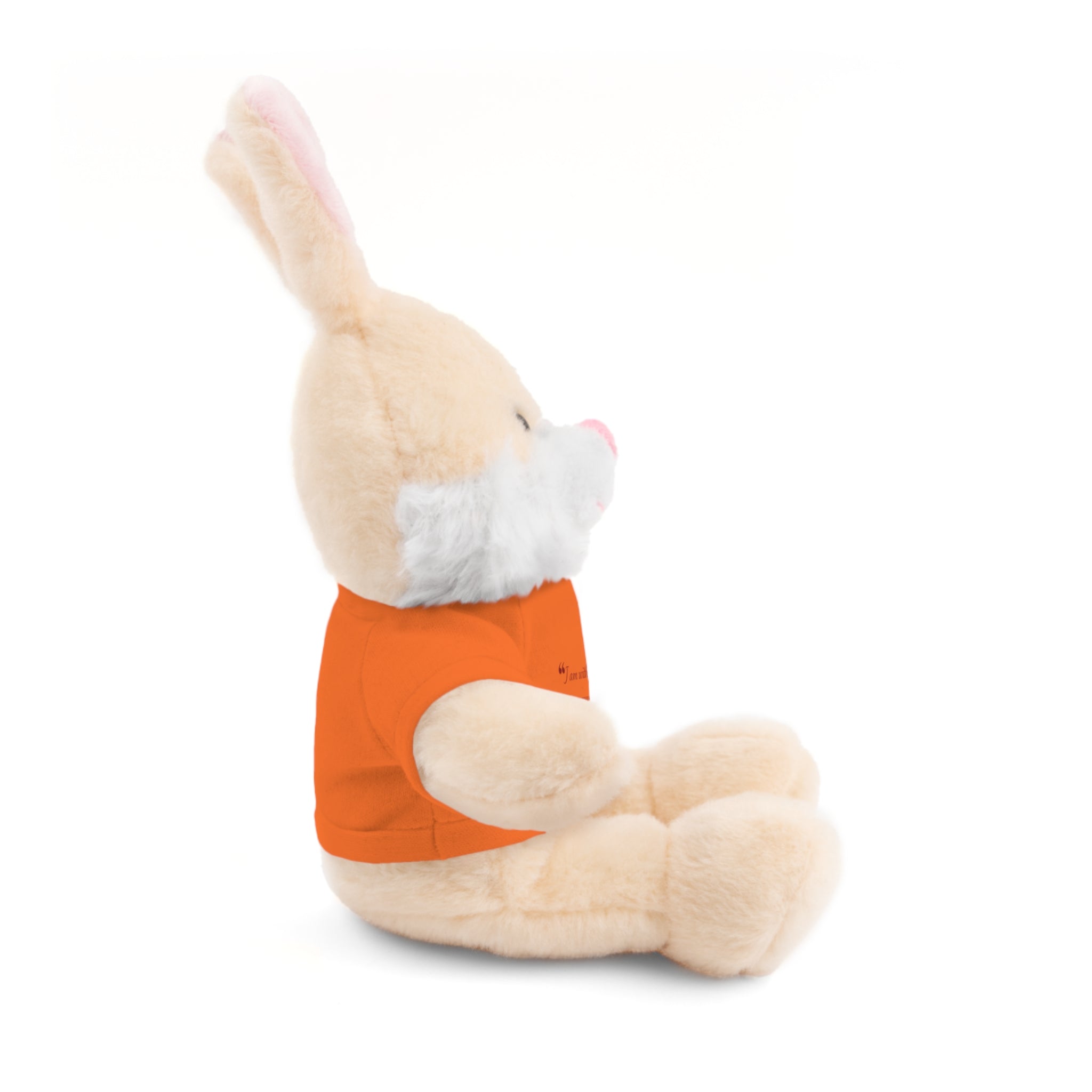 Plush Bear with “I am with you always.” — Matthew 28:20 Custom Tee – Soft Brown Teddy Gift