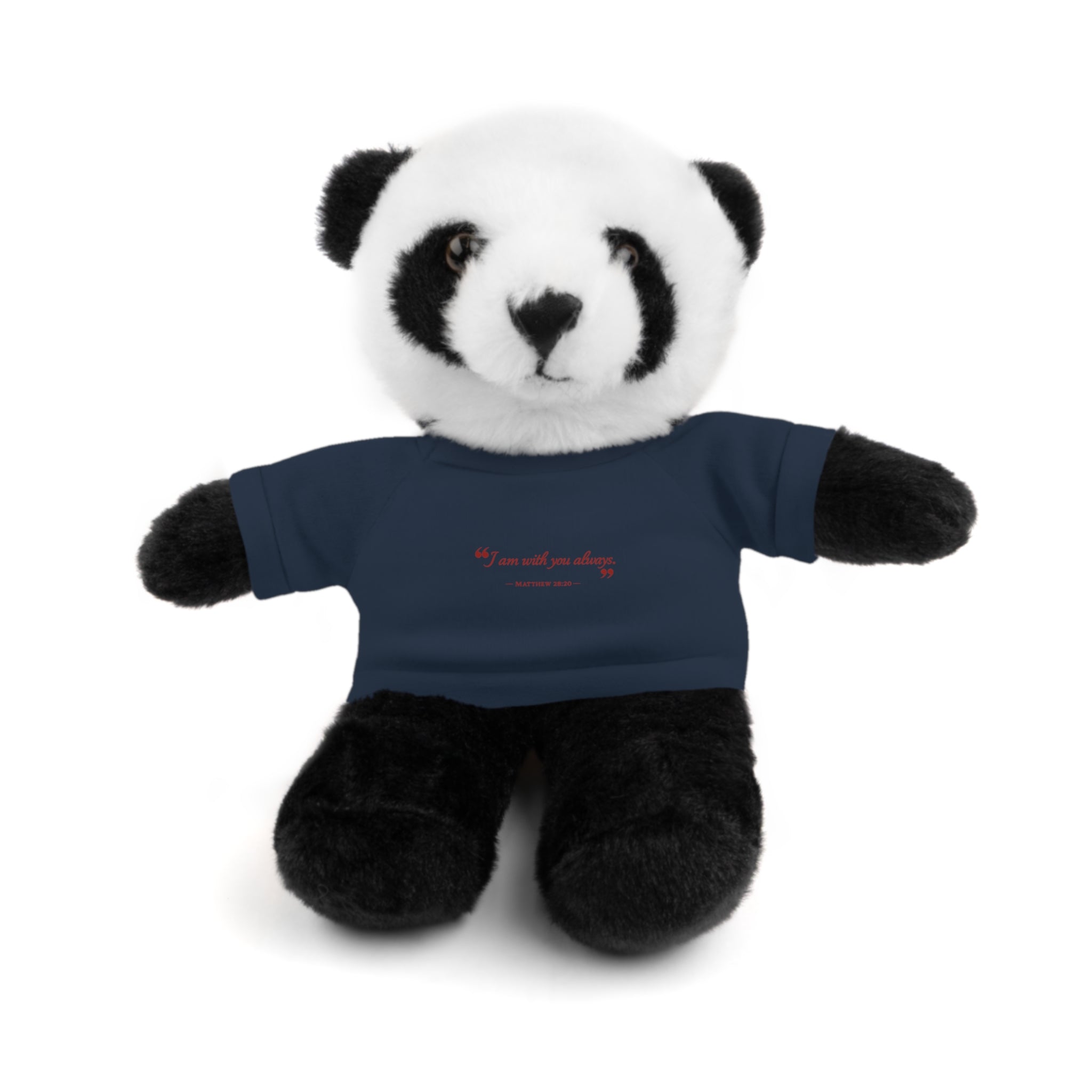 Plush Bear with “I am with you always.” — Matthew 28:20 Custom Tee – Soft Brown Teddy Gift