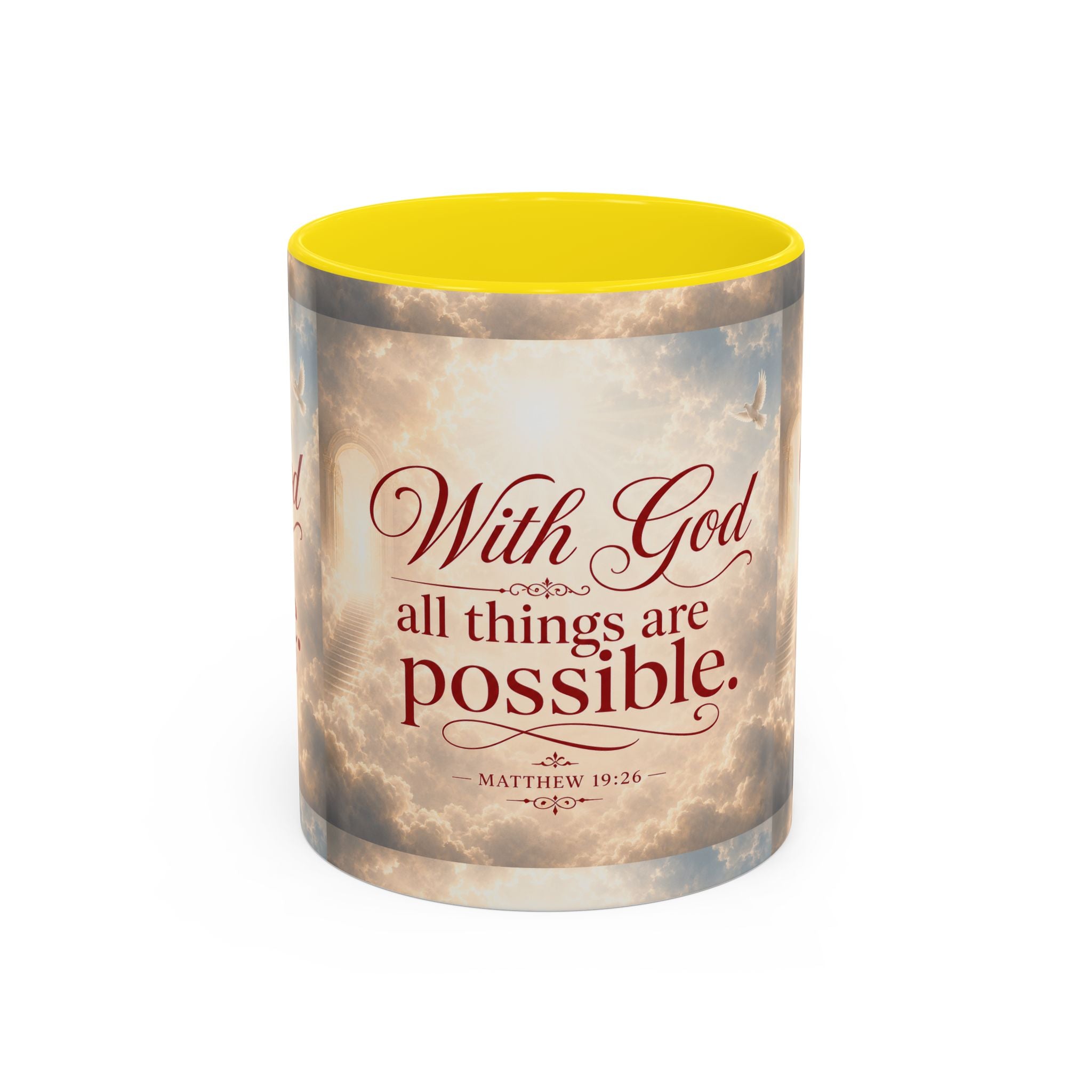 With God All Things Are Possible Accent Coffee Mug – Inspirational Christian Scripture 11/15oz