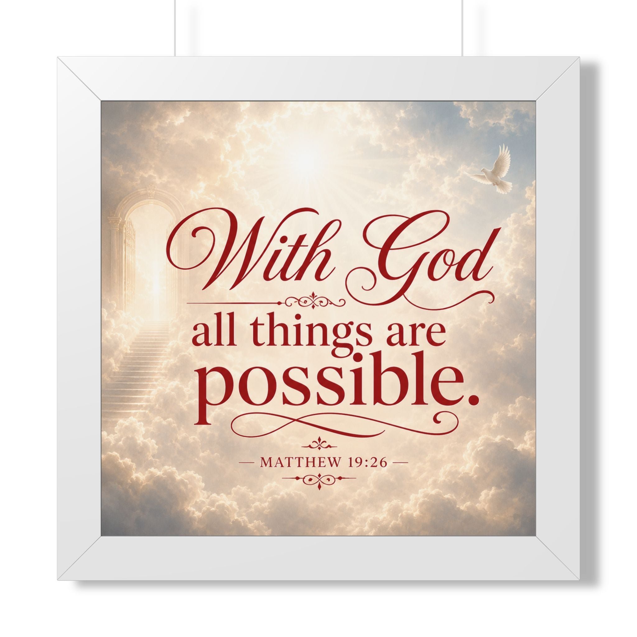 Framed Poster — "With God All Things Are Possible" Biblical Wall Art (Matthew 19:26)