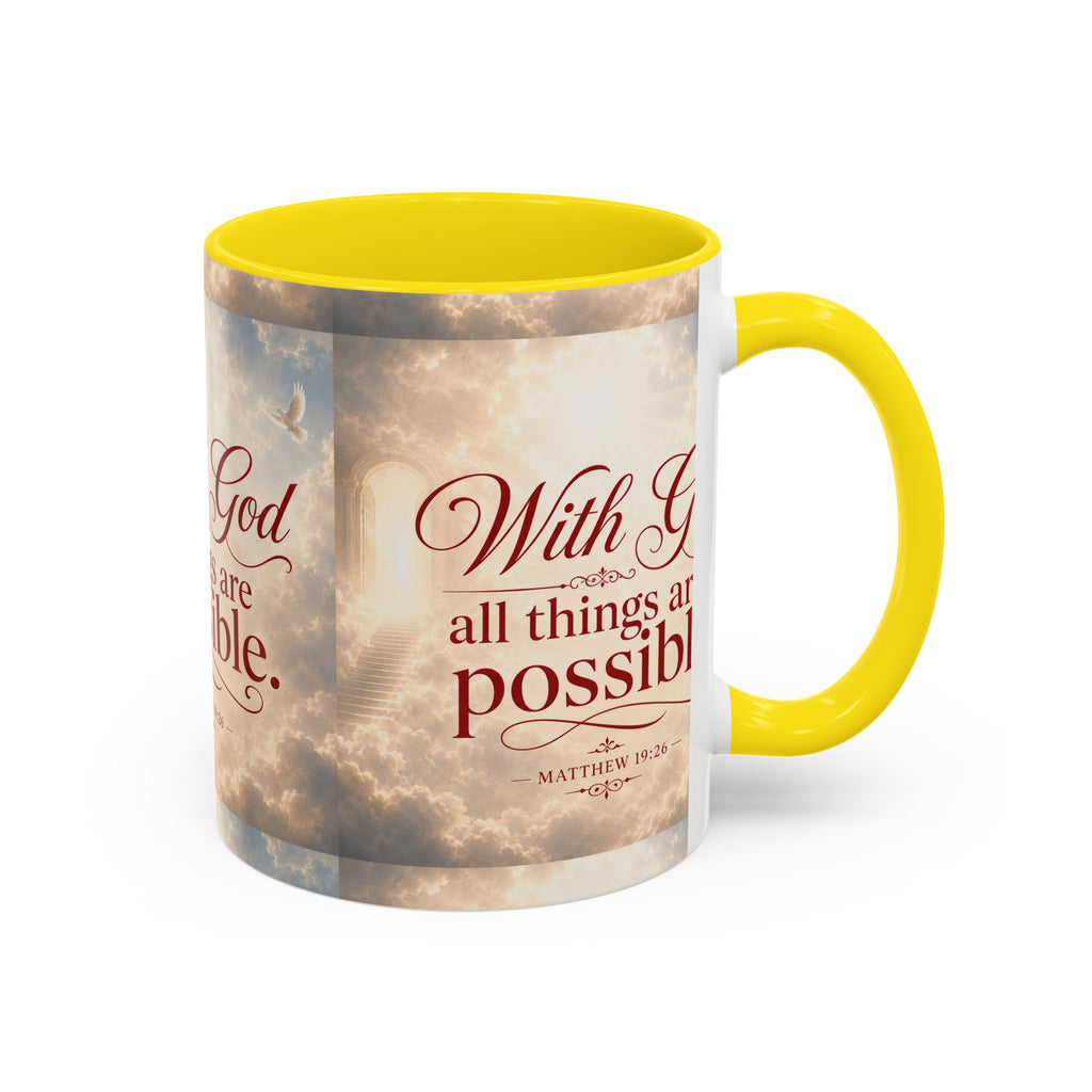 With God All Things Are Possible Accent Coffee Mug – Inspirational Christian Scripture 11/15oz