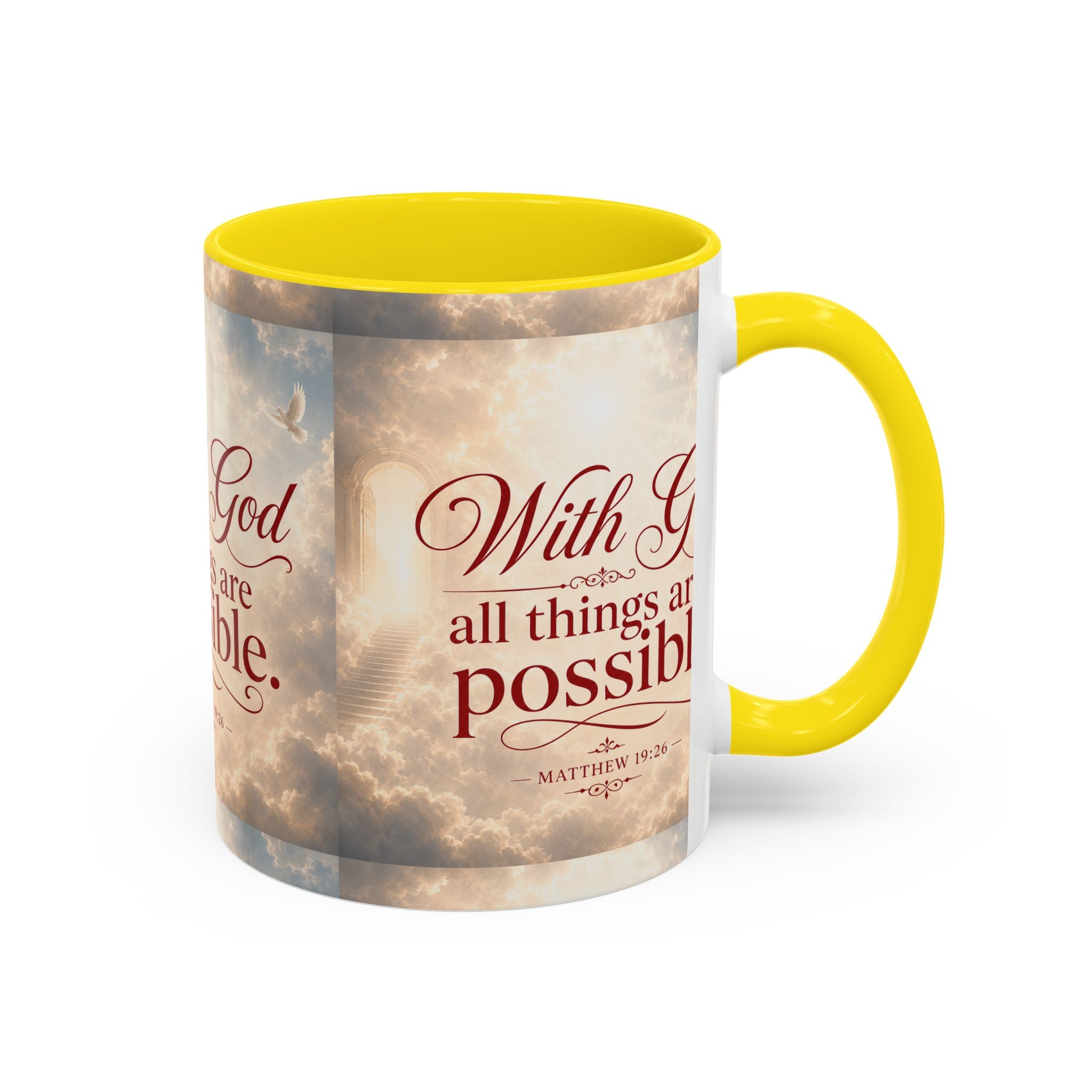 With God All Things Are Possible Accent Coffee Mug – Inspirational Christian Scripture 11/15oz