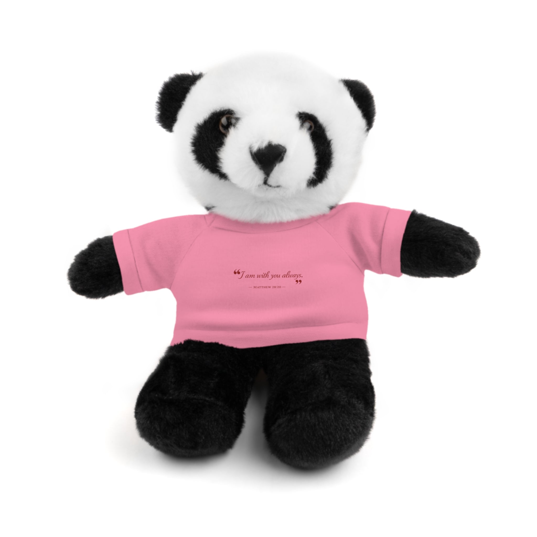 Plush Bear with “I am with you always.” — Matthew 28:20 Custom Tee – Soft Brown Teddy Gift
