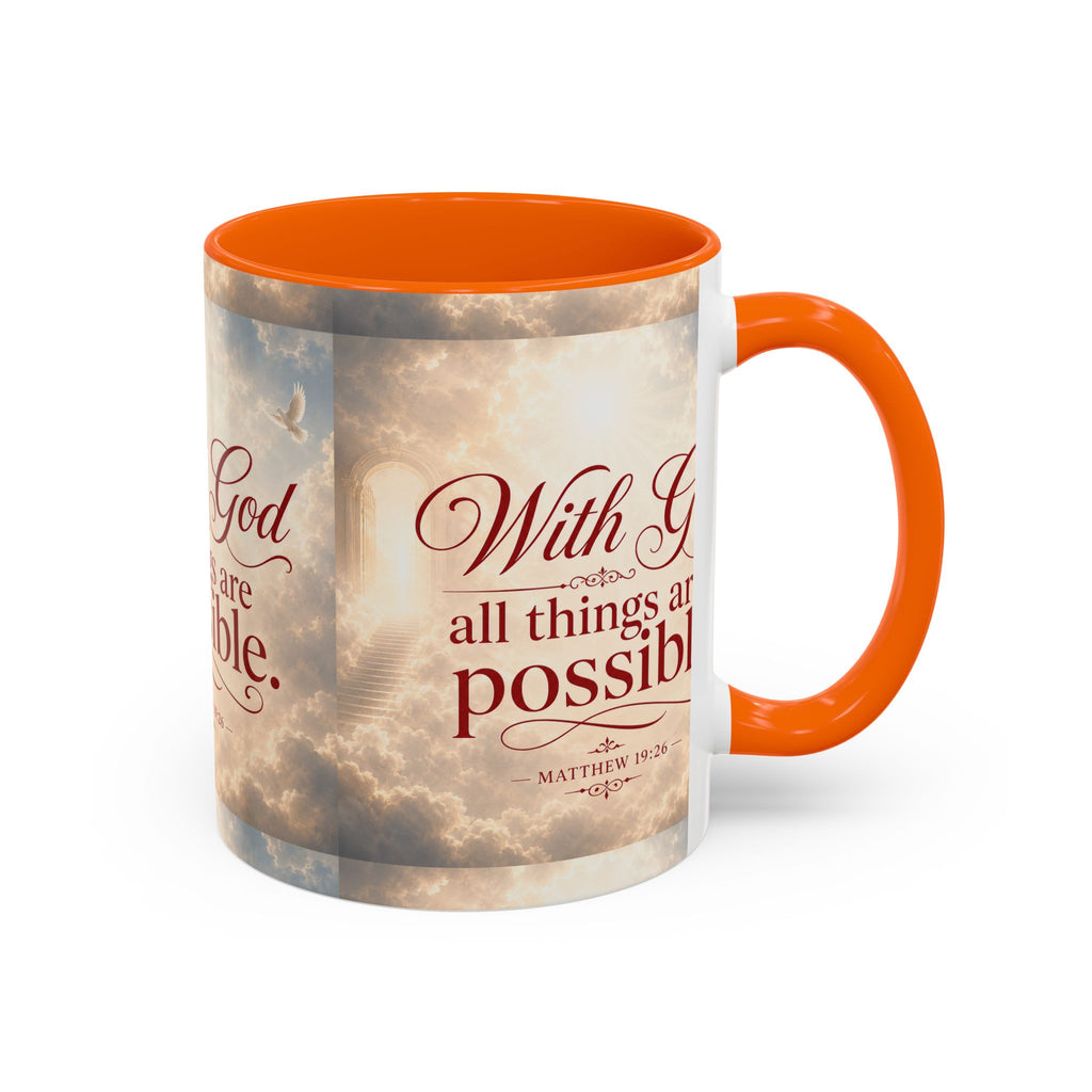 With God All Things Are Possible Accent Coffee Mug – Inspirational Christian Scripture 11/15oz