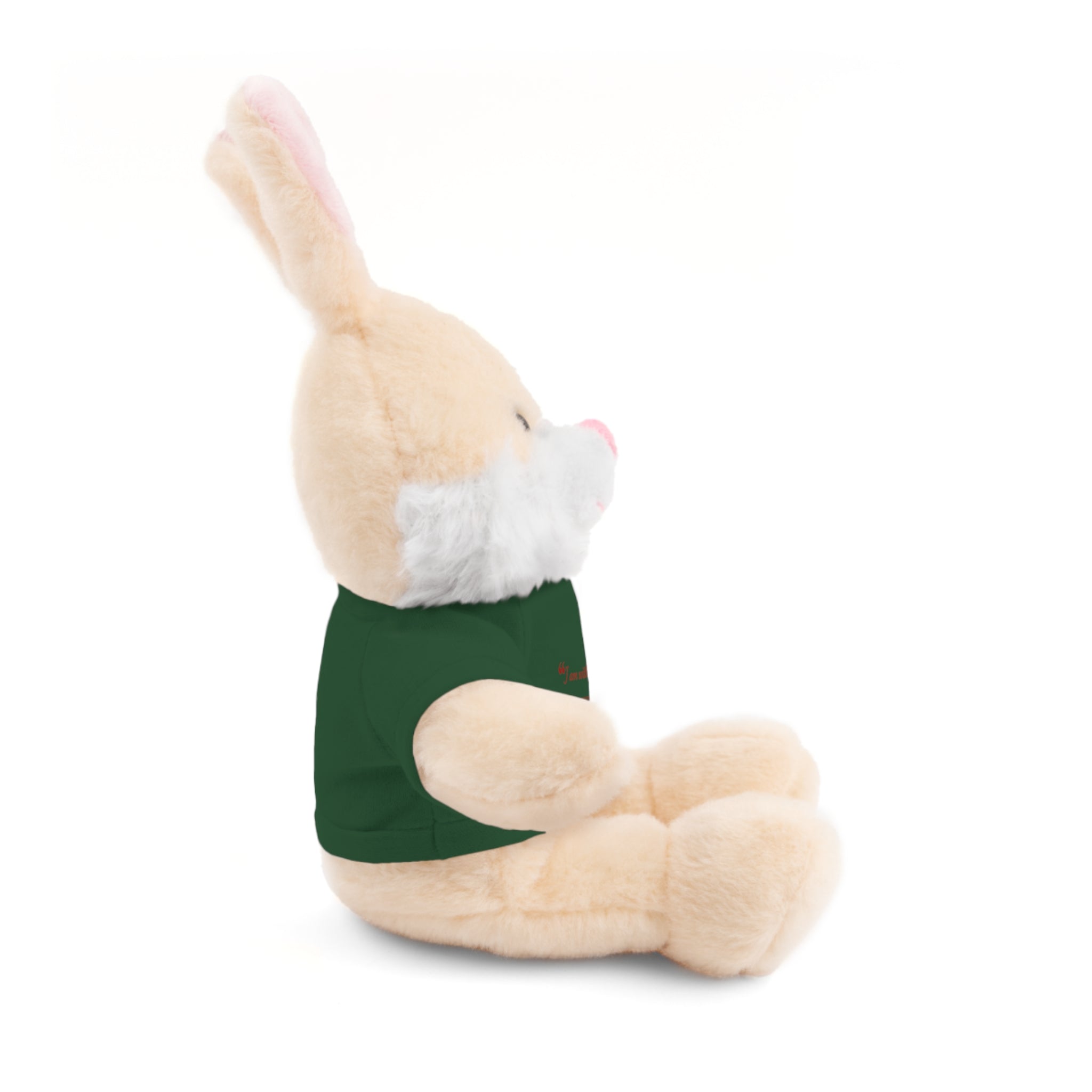 Plush Bear with “I am with you always.” — Matthew 28:20 Custom Tee – Soft Brown Teddy Gift