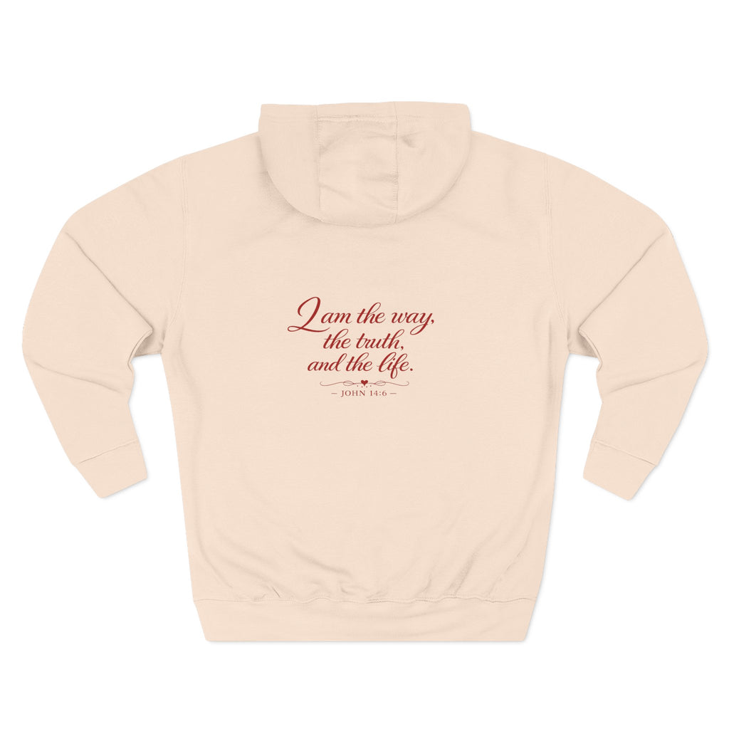 Faith Quote Hoodie — "I am the way, the truth, and the life" Fleece Pullover