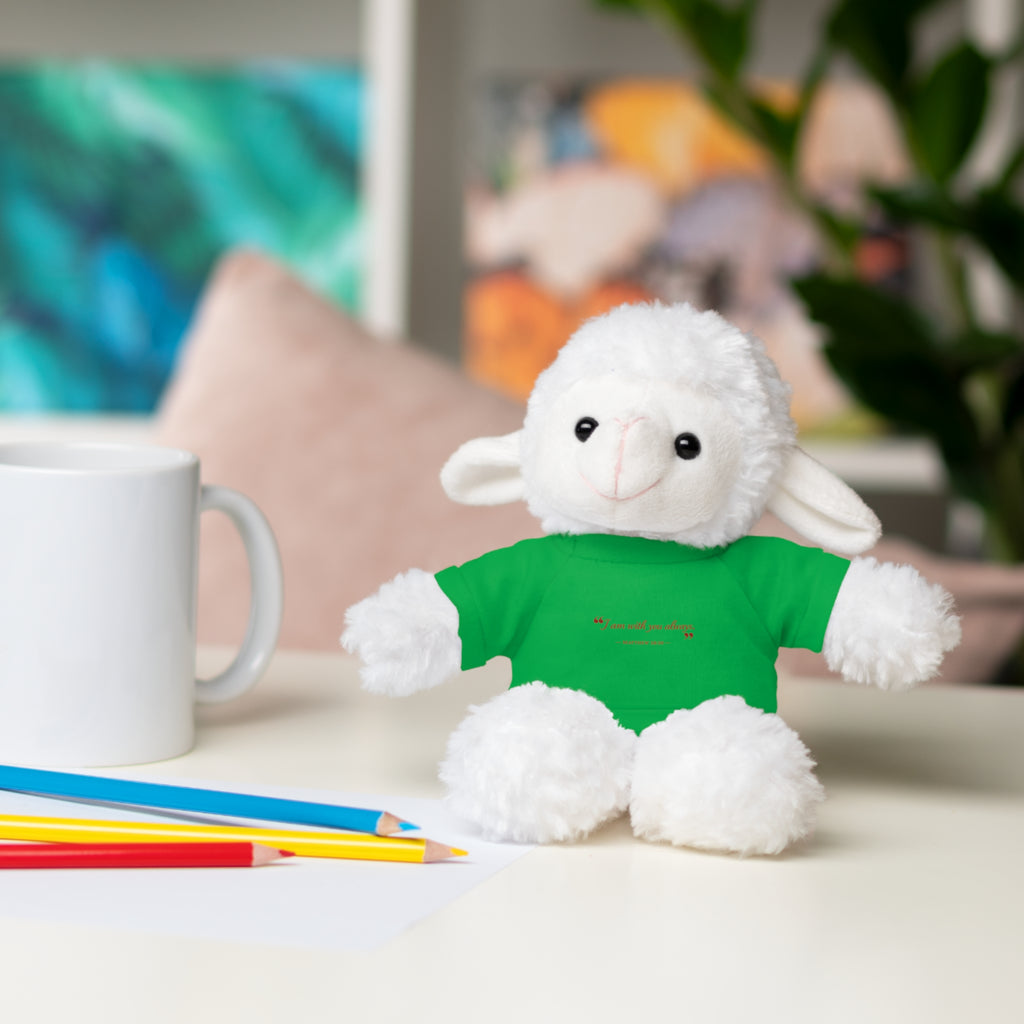 Plush Bear with “I am with you always.” — Matthew 28:20 Custom Tee – Soft Brown Teddy Gift