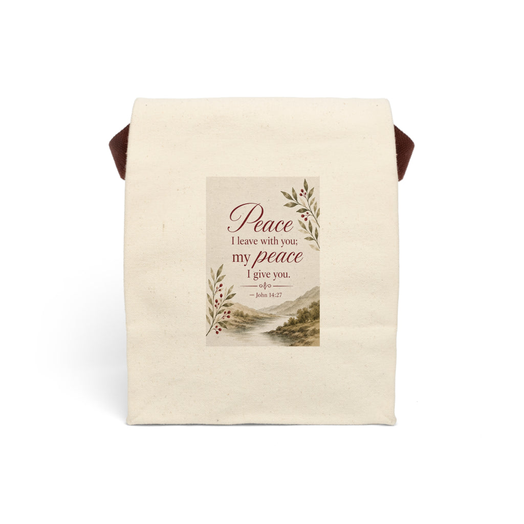 Canvas Lunch Bag — "Peace I Leave With You" Inspirational Scripture Tote