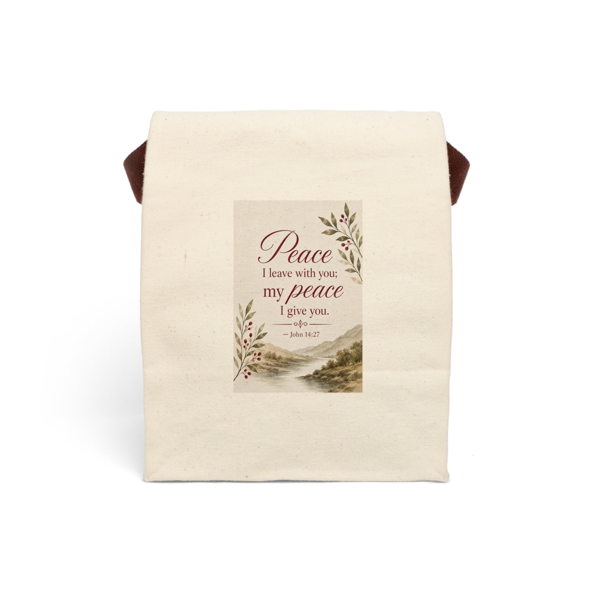 Canvas Lunch Bag — "Peace I Leave With You" Inspirational Scripture Tote