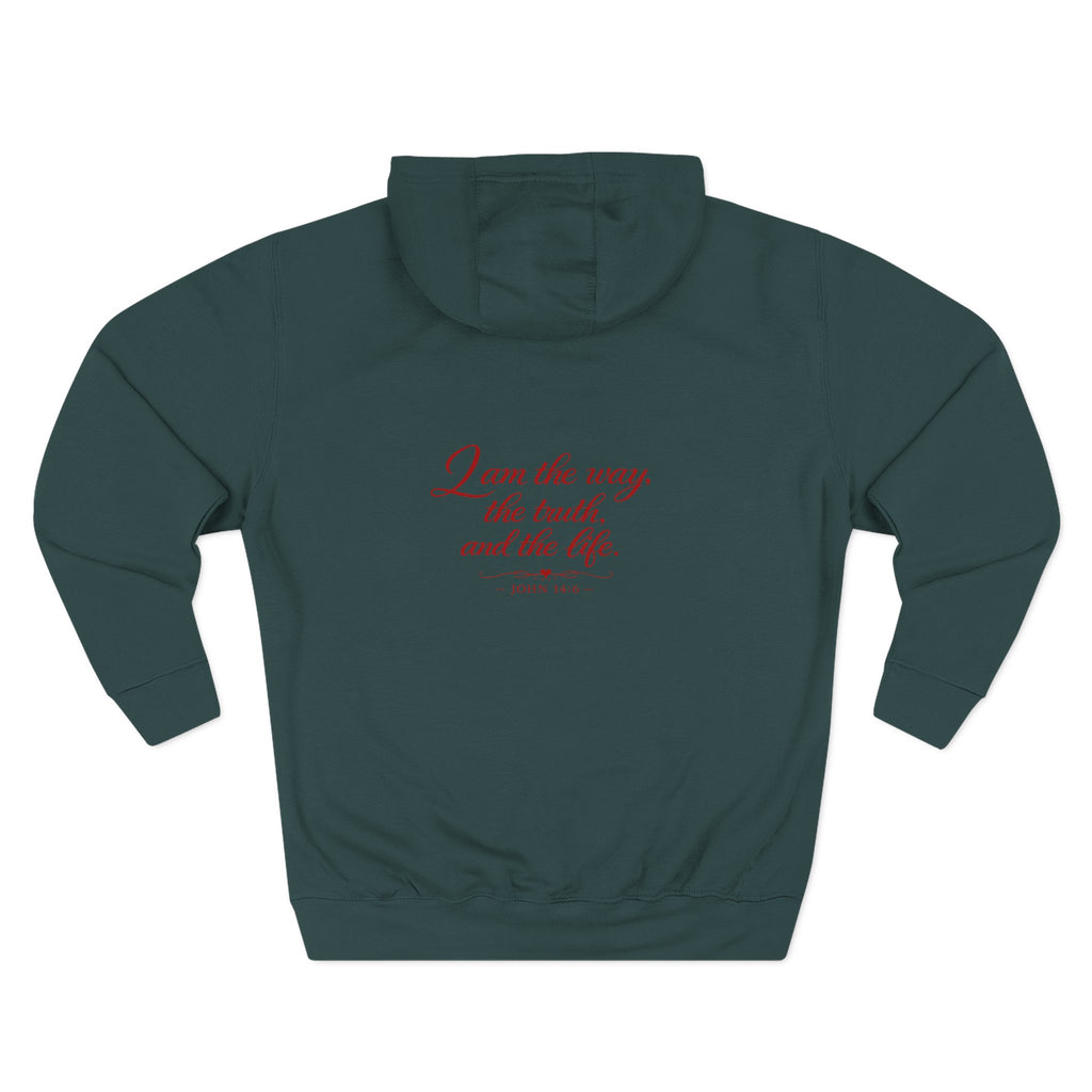 Faith Quote Hoodie — "I am the way, the truth, and the life" Fleece Pullover