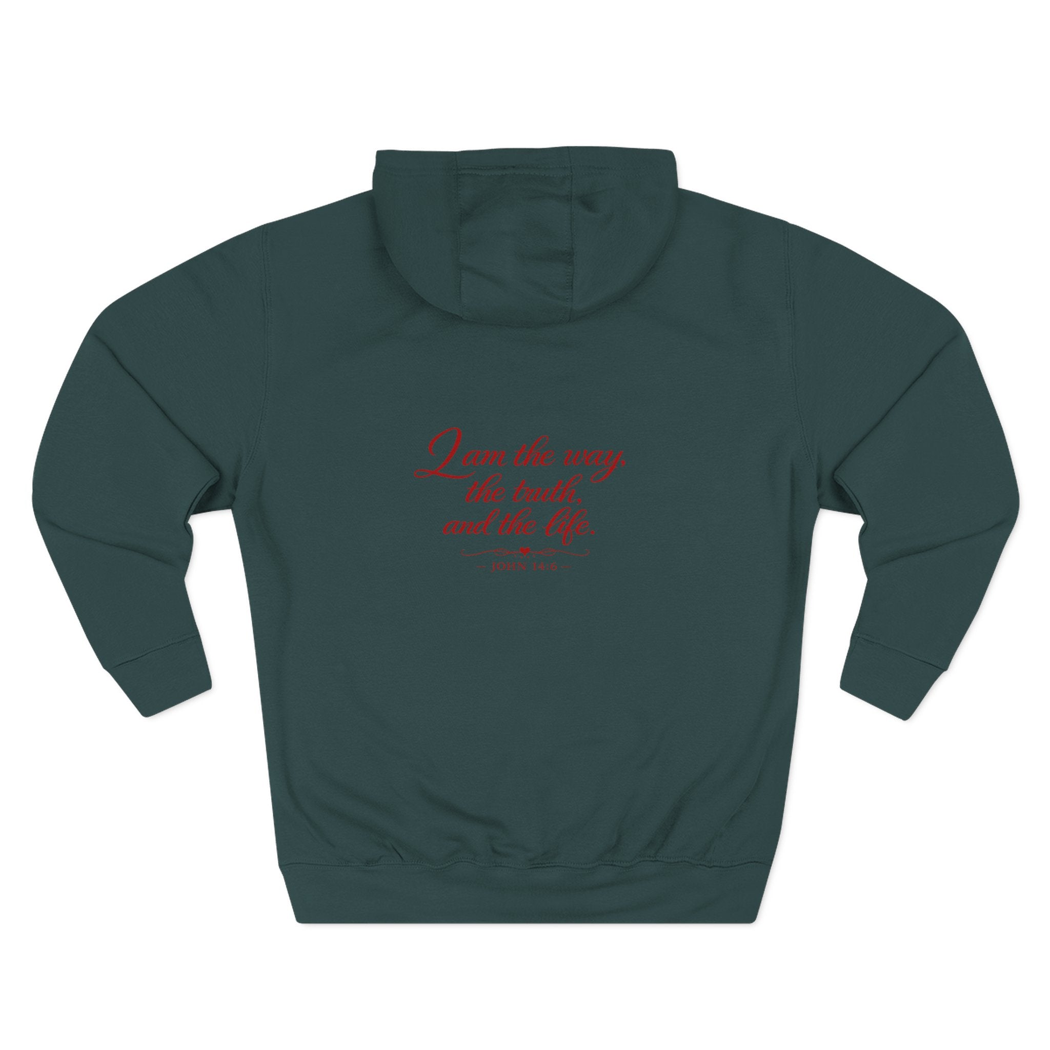 Faith Quote Hoodie — "I am the way, the truth, and the life" Fleece Pullover
