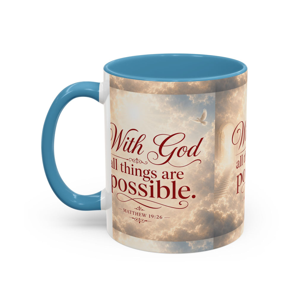 With God All Things Are Possible Accent Coffee Mug – Inspirational Christian Scripture 11/15oz
