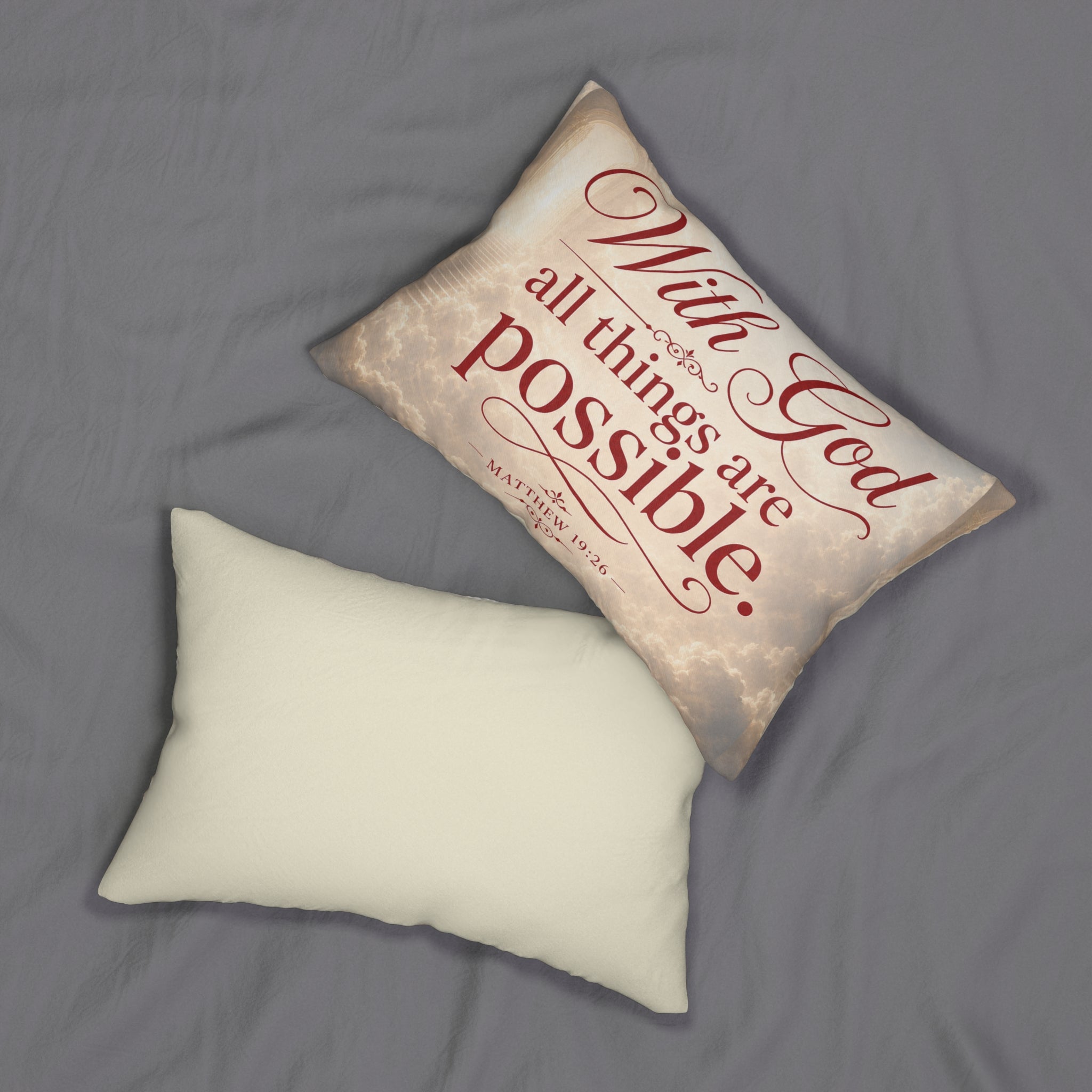 "With God All Things Are Possible" Lumbar Pillow – Inspirational Scripture Matthew 19:26