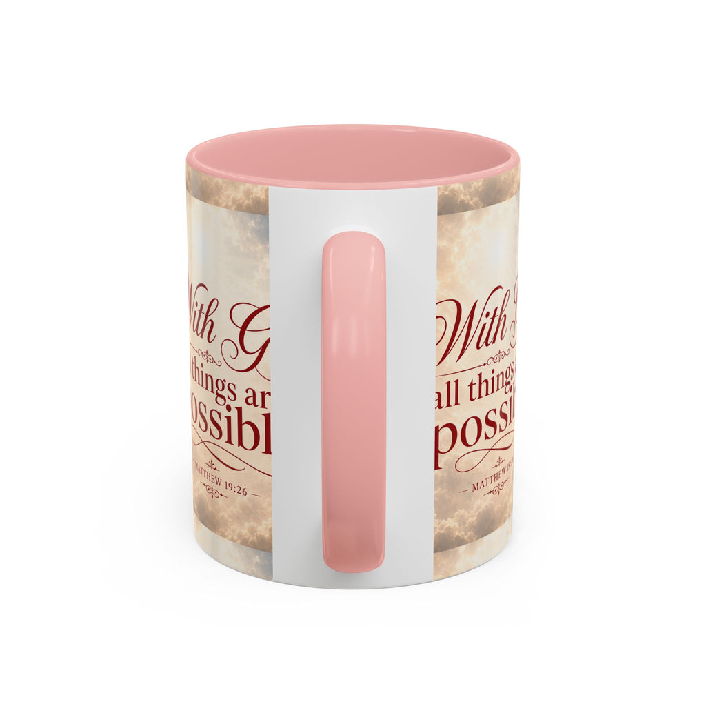 With God All Things Are Possible Accent Coffee Mug – Inspirational Christian Scripture 11/15oz