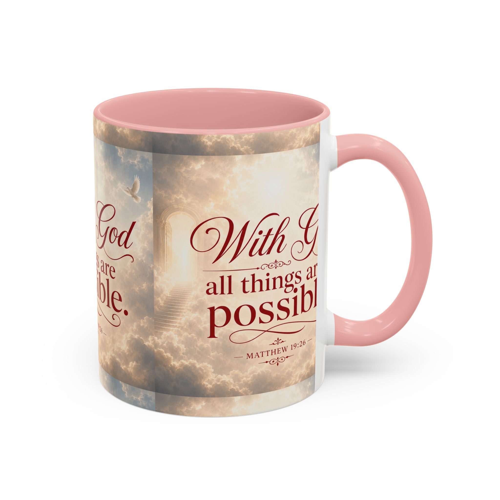 With God All Things Are Possible Accent Coffee Mug – Inspirational Christian Scripture 11/15oz