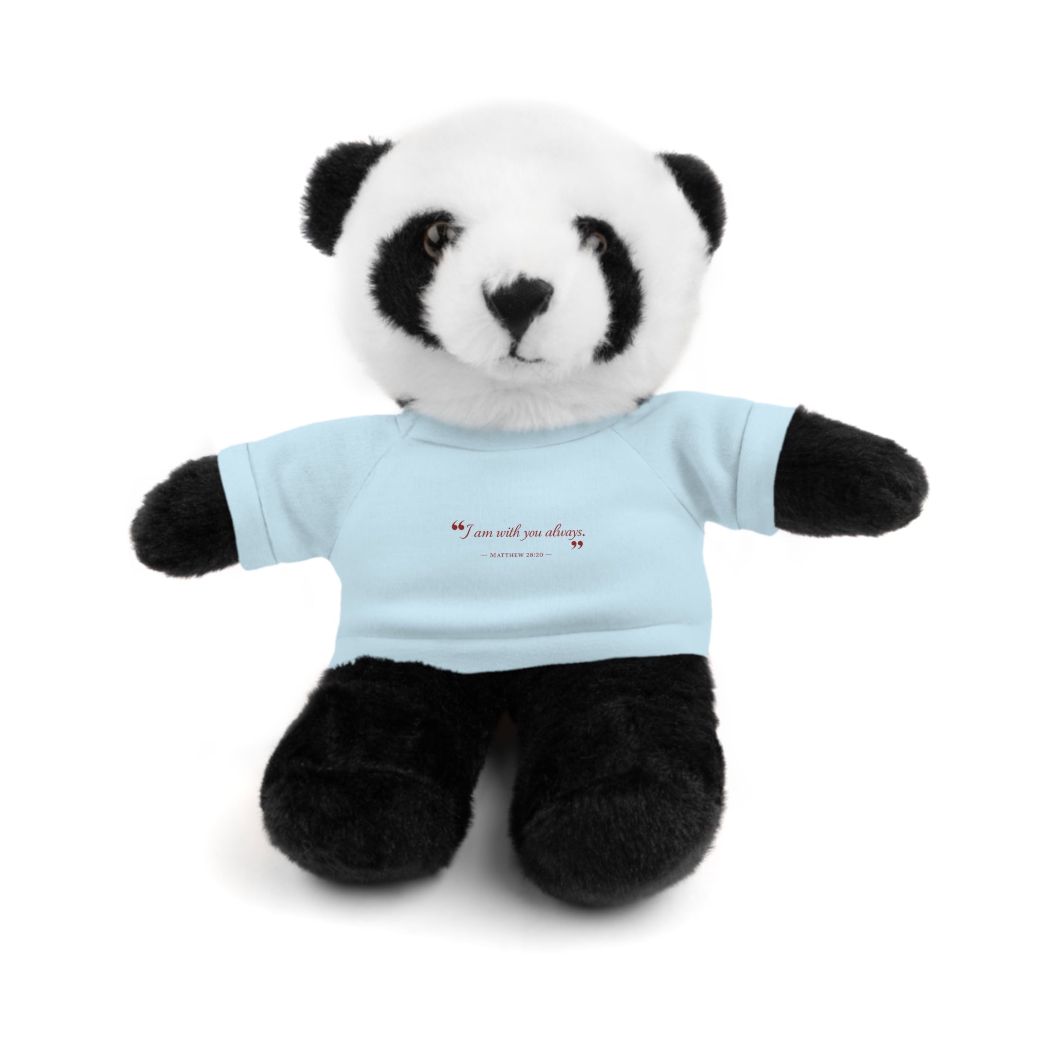 Plush Bear with “I am with you always.” — Matthew 28:20 Custom Tee – Soft Brown Teddy Gift
