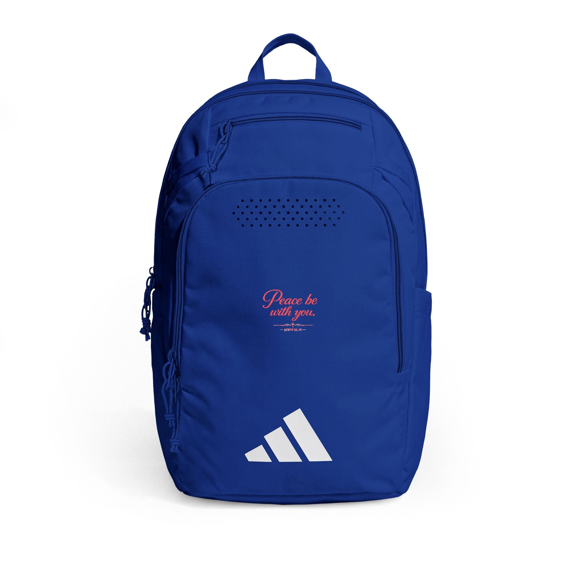 Embroidered adidas Defender 5 Backpack — 'Peace be with you'