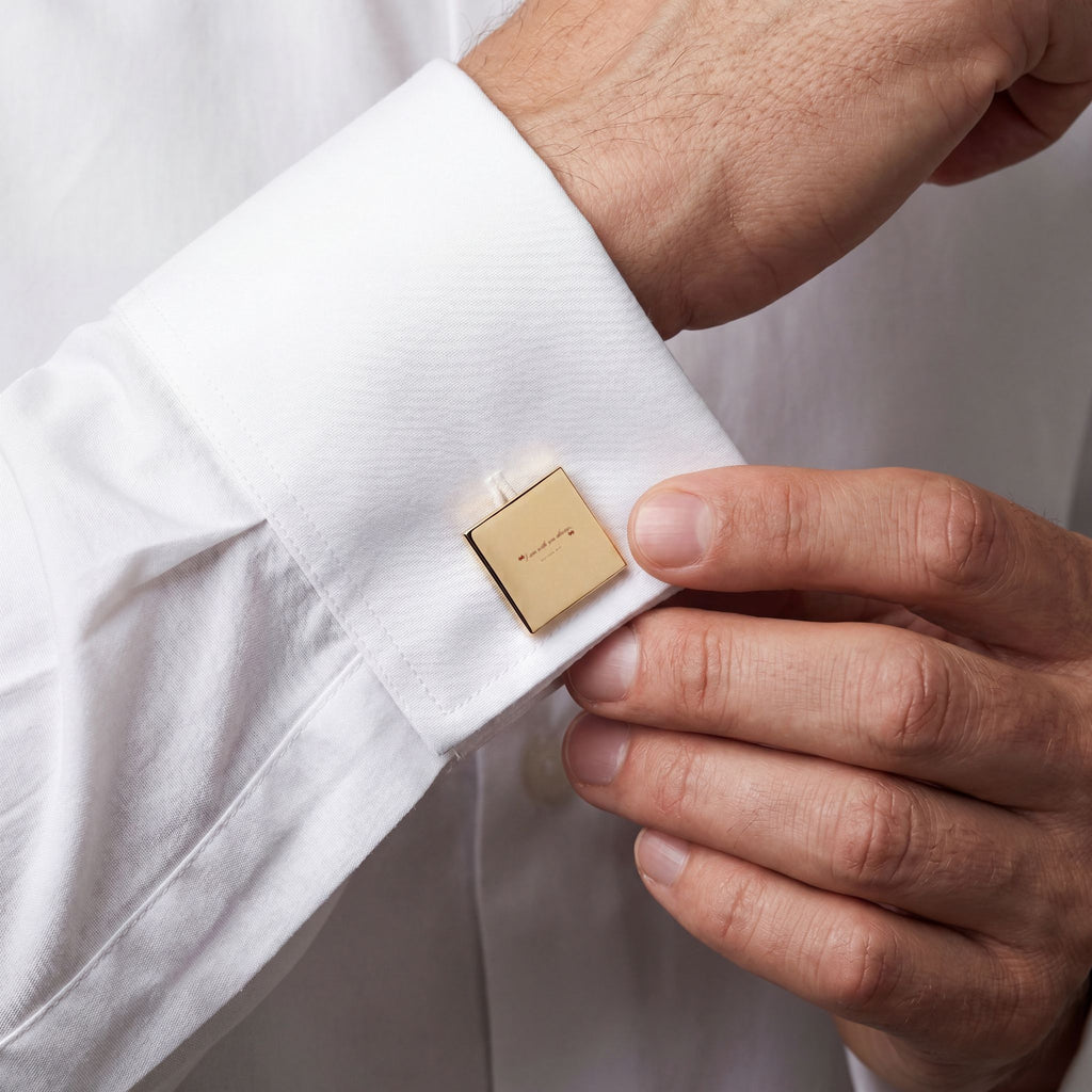 Gold or Silver Square Cufflinks embossed with "I am with you always" Matthew 28:20