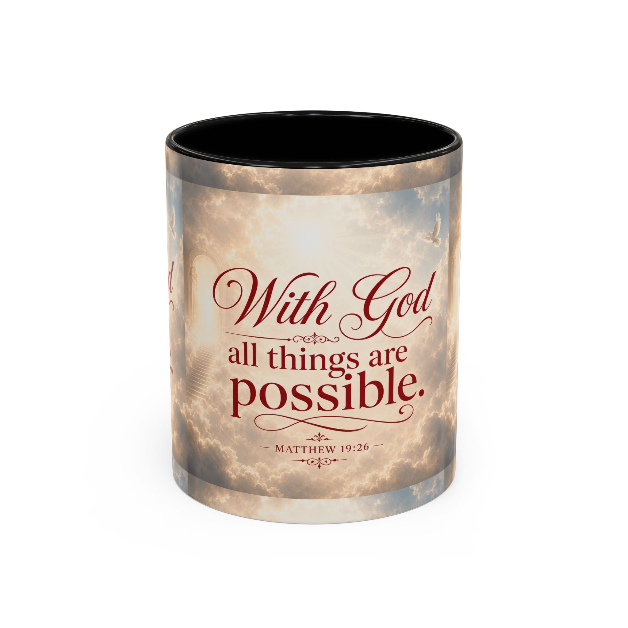 With God All Things Are Possible Accent Coffee Mug – Inspirational Christian Scripture 11/15oz