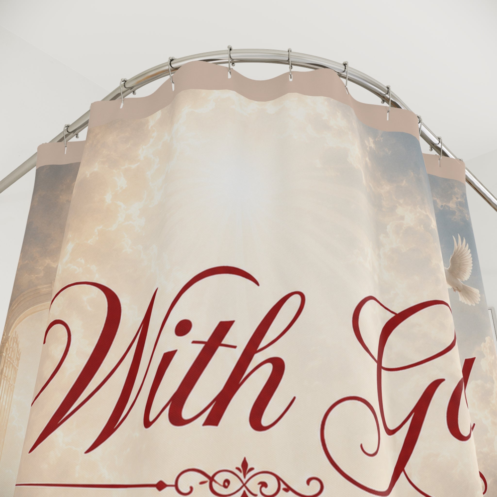 Inspirational 'With God All Things Are Possible' Shower Curtain — Matthew 19:26 Christian Bathroom Decor