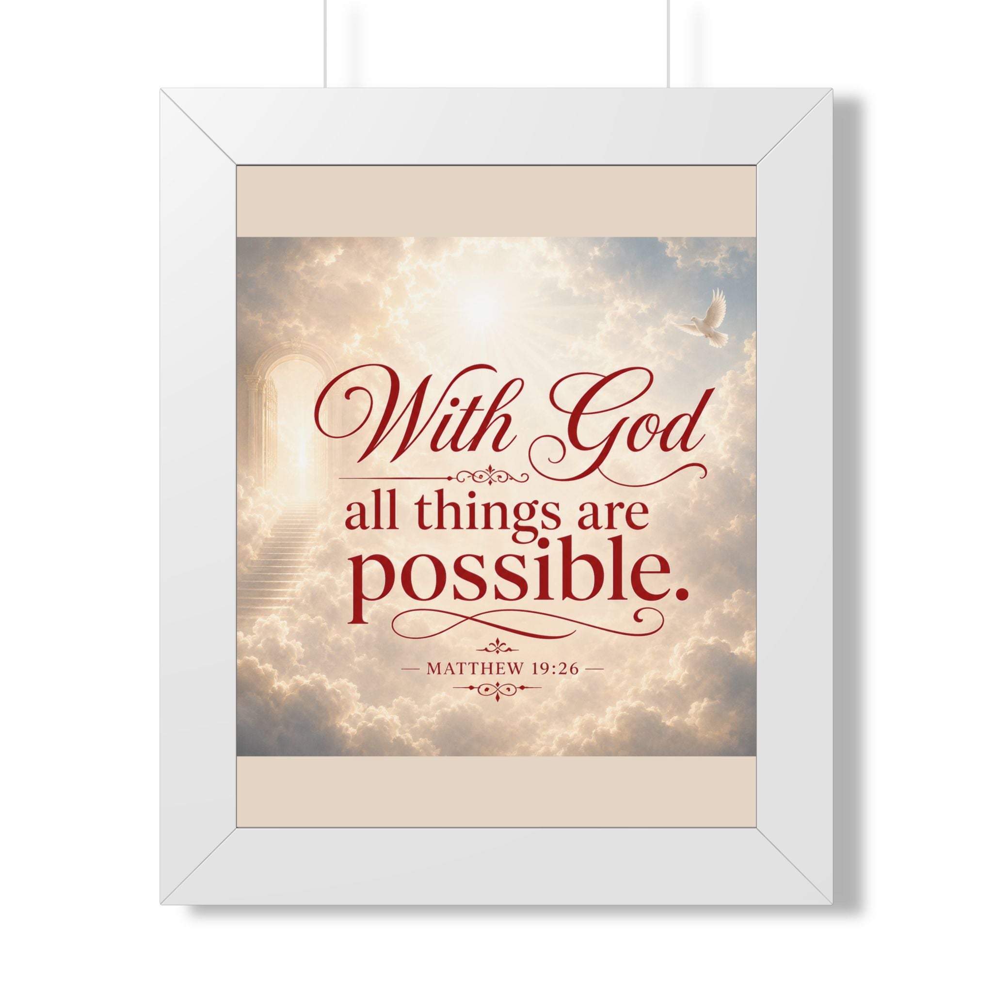 Framed Poster — "With God All Things Are Possible" Biblical Wall Art (Matthew 19:26)
