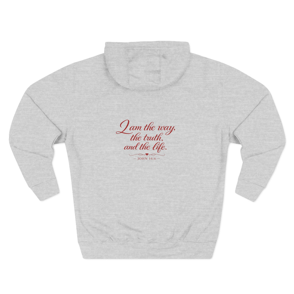 Faith Quote Hoodie — "I am the way, the truth, and the life" Fleece Pullover