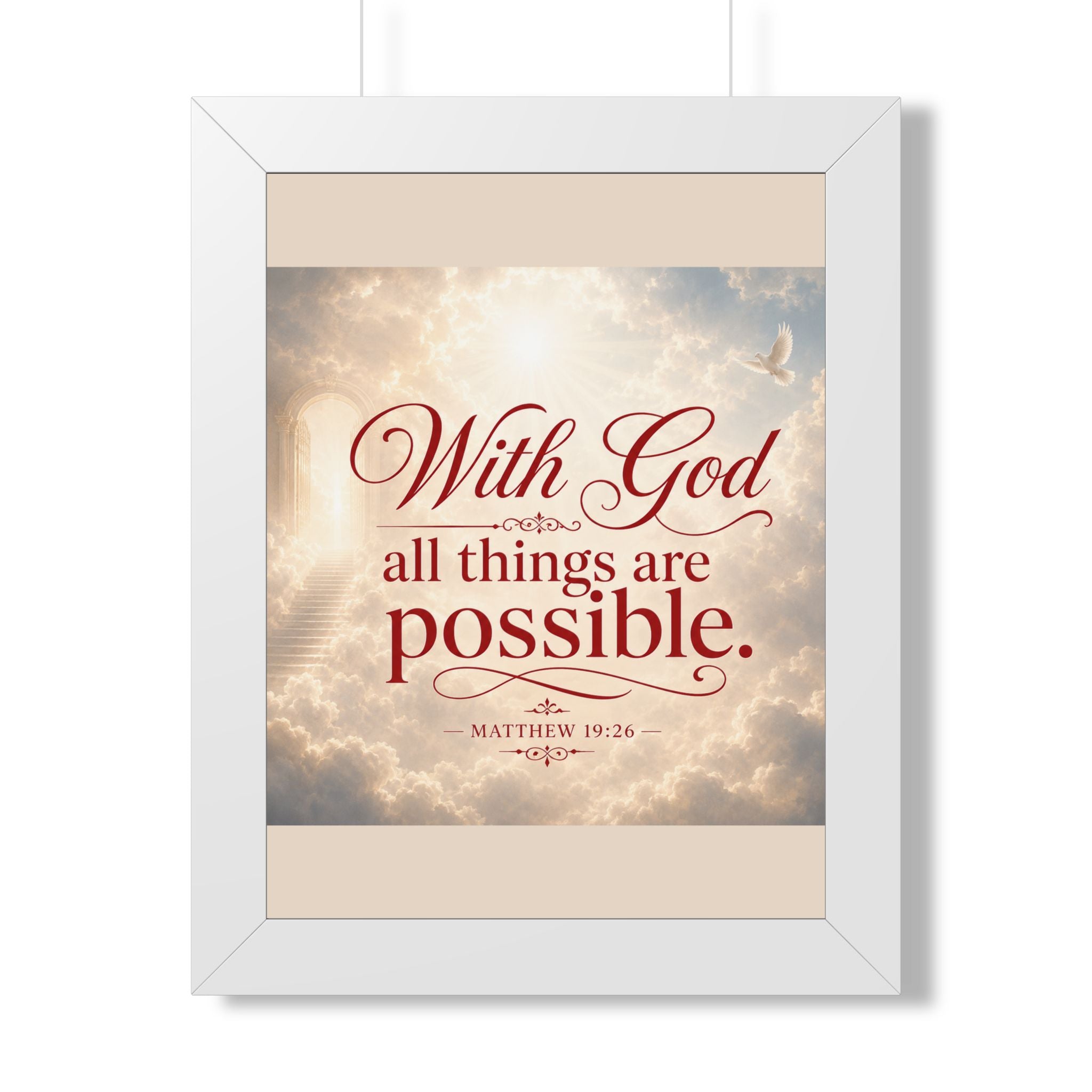 Framed Poster — "With God All Things Are Possible" Biblical Wall Art (Matthew 19:26)