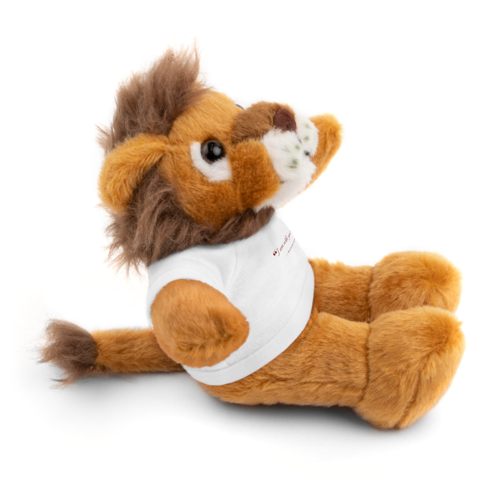 Plush Bear with “I am with you always.” — Matthew 28:20 Custom Tee – Soft Brown Teddy Gift
