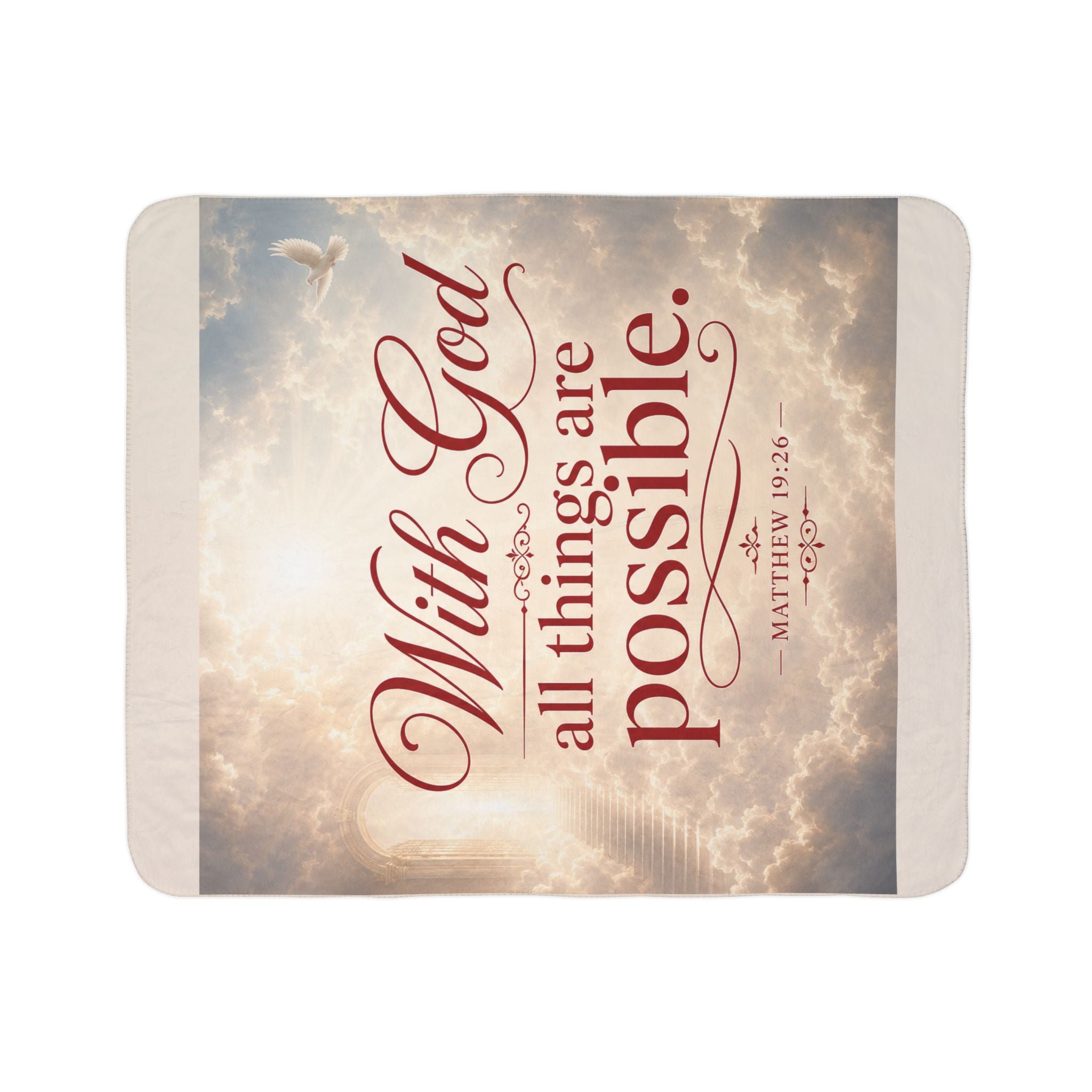 Inspirational Christian Sherpa Blanket — “With God all things are possible” (Matthew 19:26)