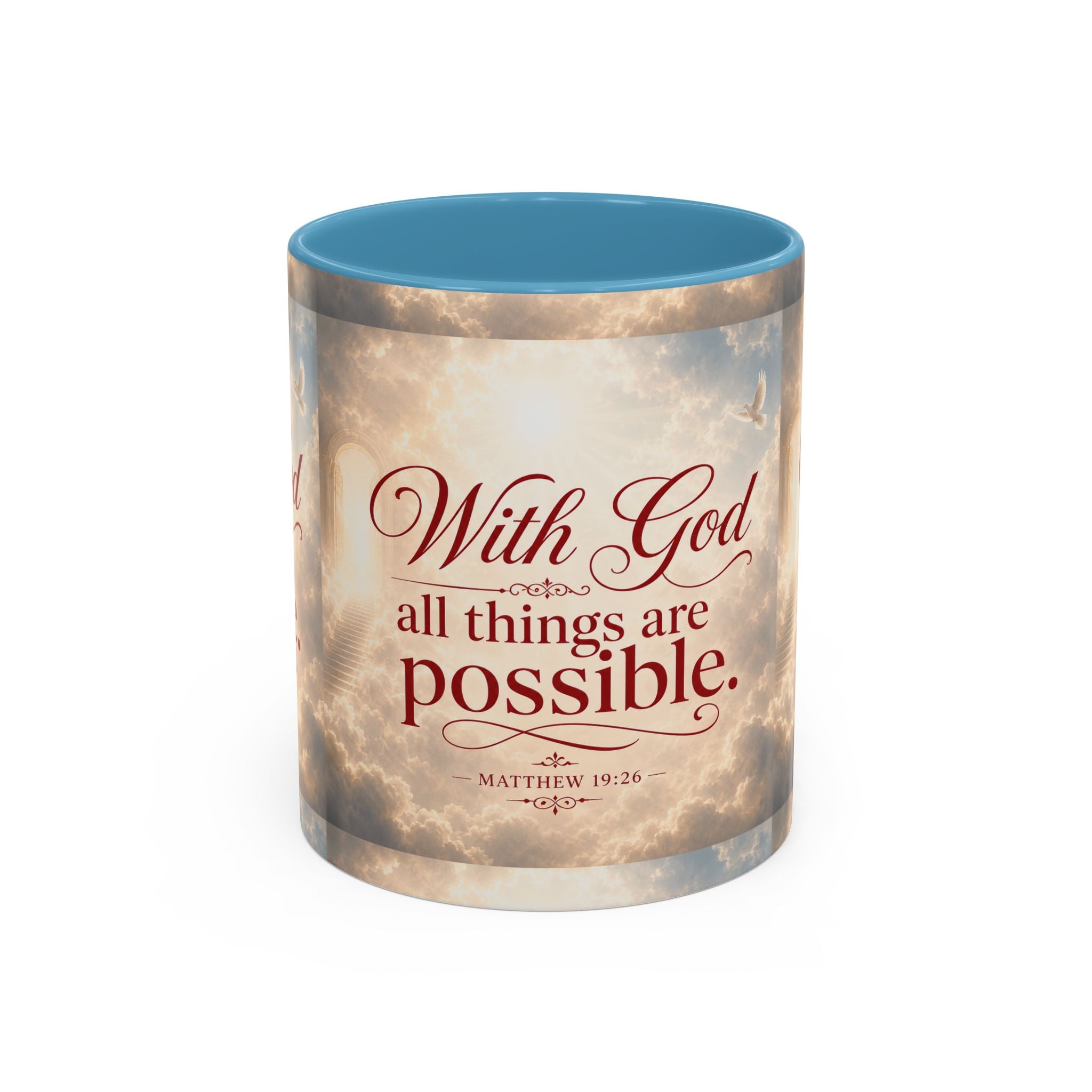 With God All Things Are Possible Accent Coffee Mug – Inspirational Christian Scripture 11/15oz